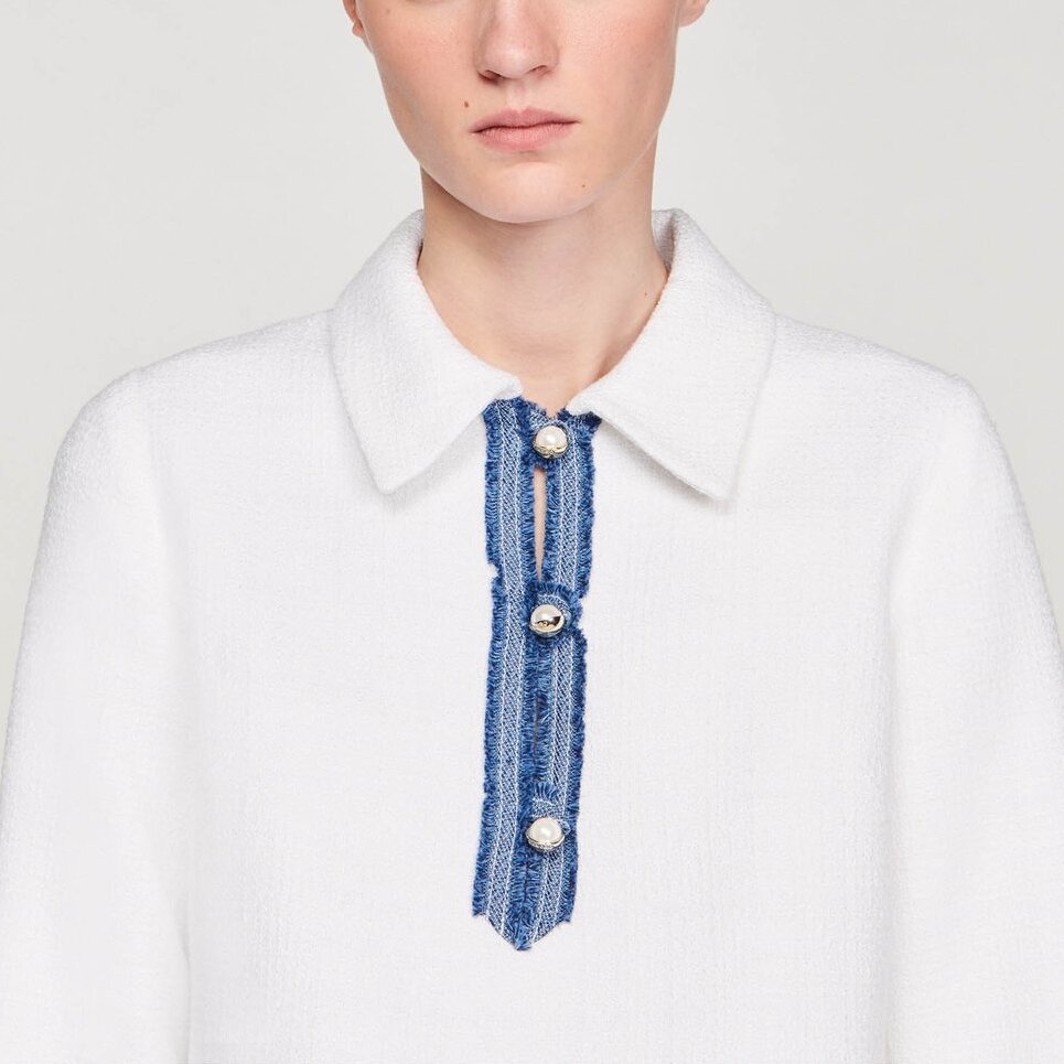 Robe courte en tweed à manches longues Sandro seconde main