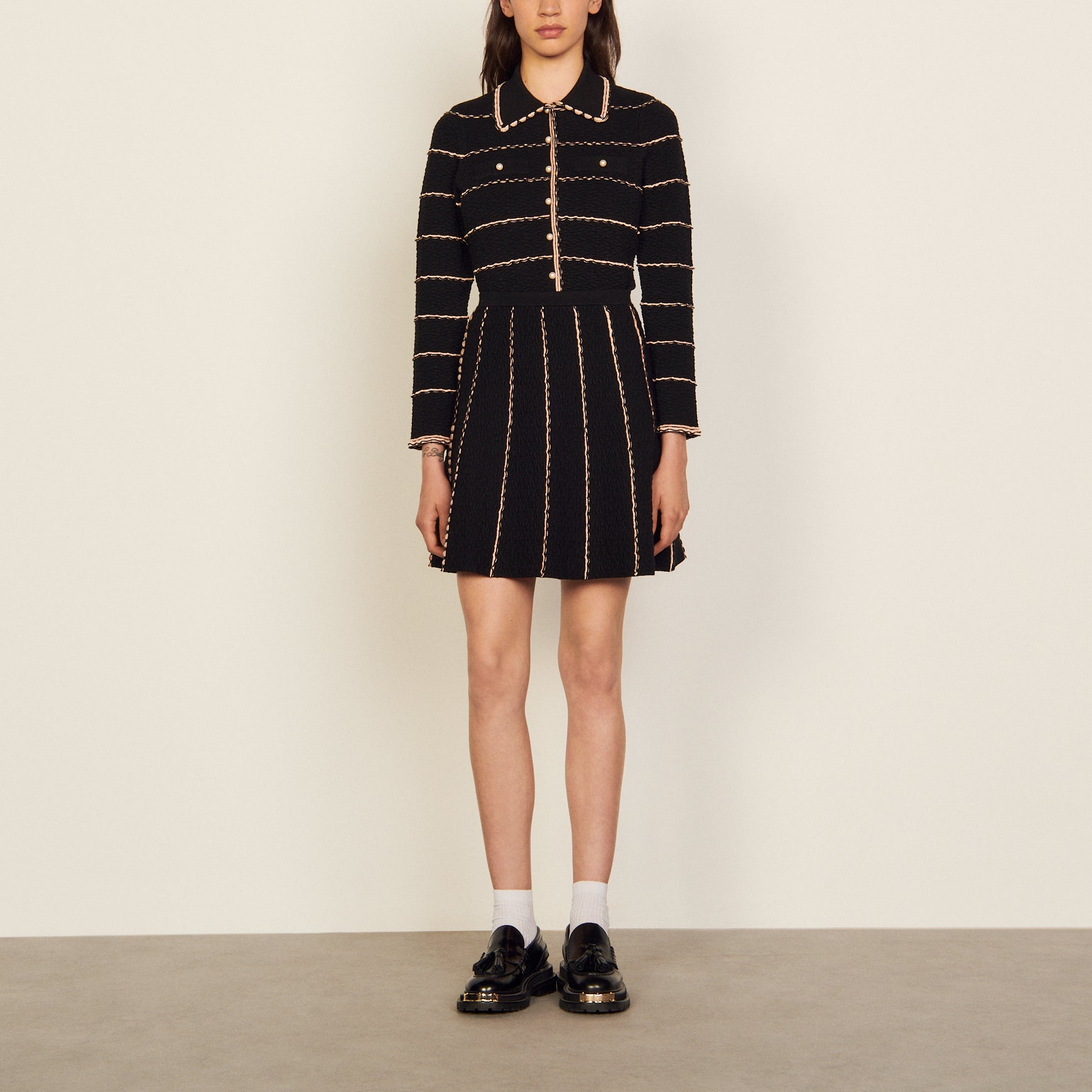 Jupe courte trapèze en Maille Sandro seconde main