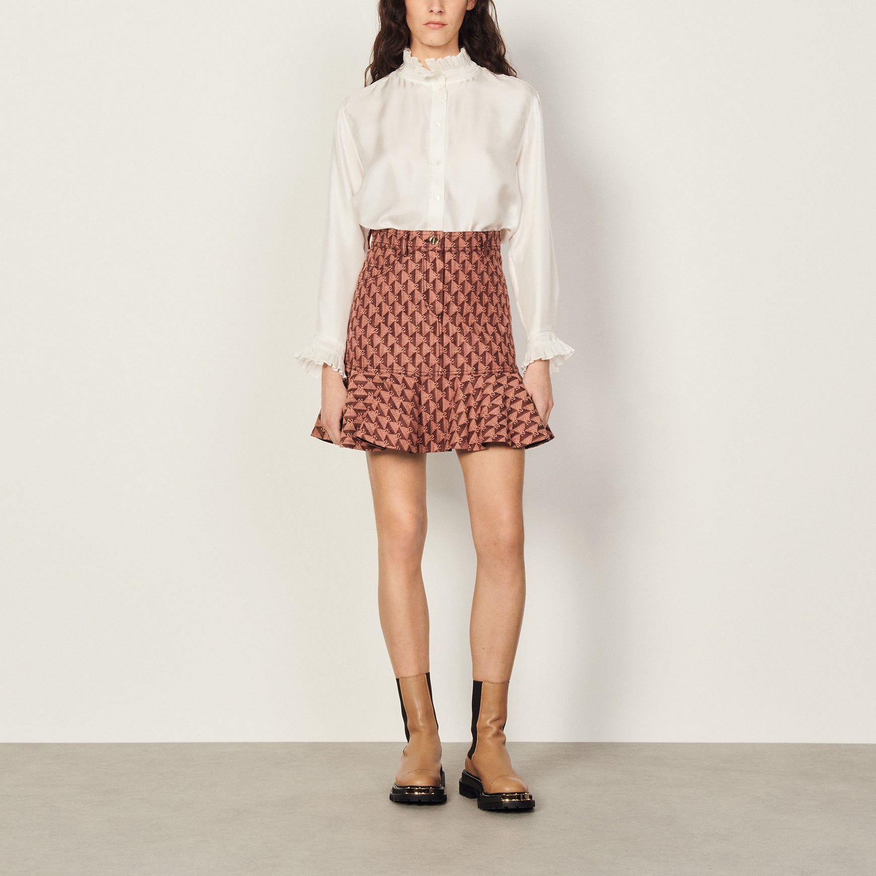 Jupe courte en jacquard Sandro seconde main