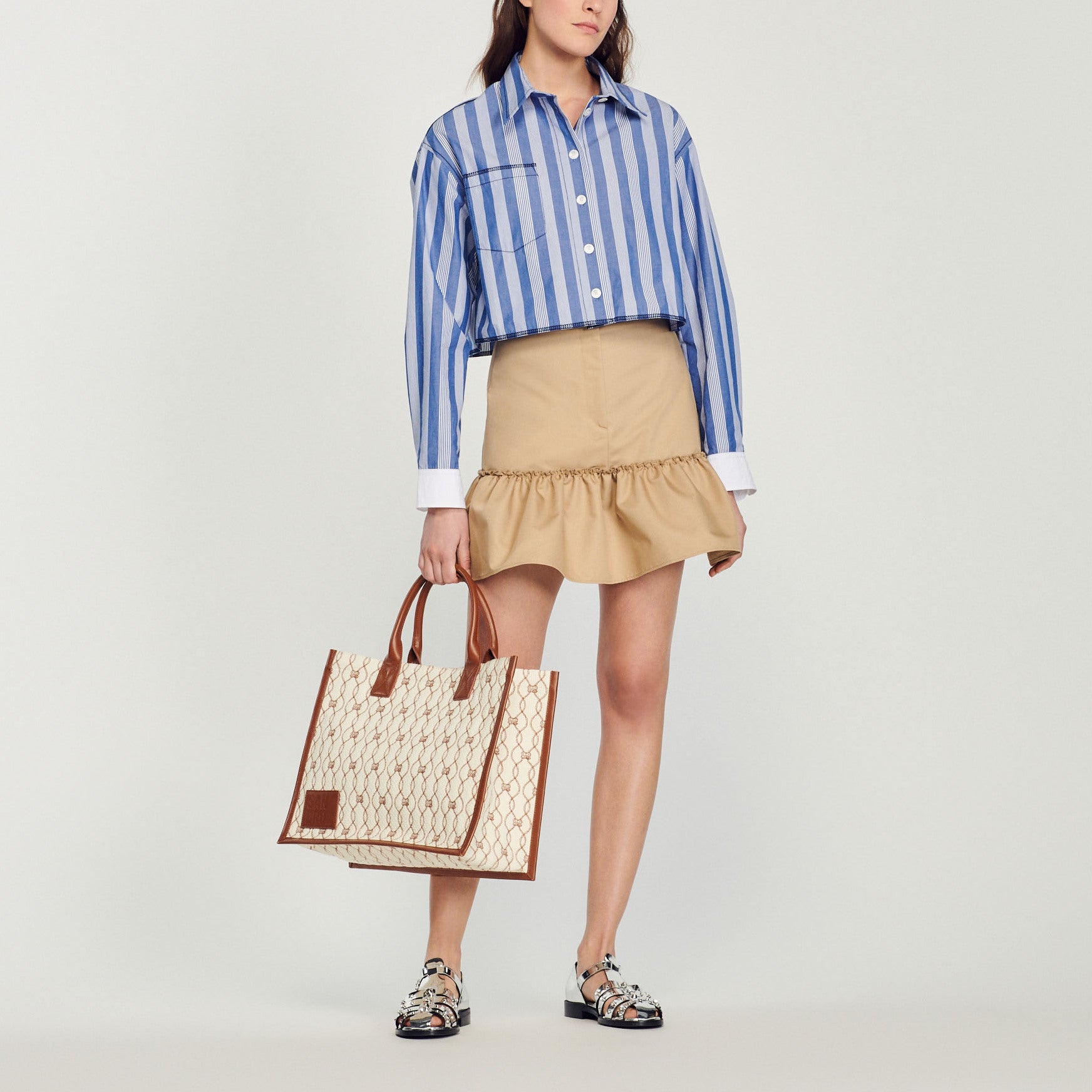 Chemise courte à rayures Sandro seconde main