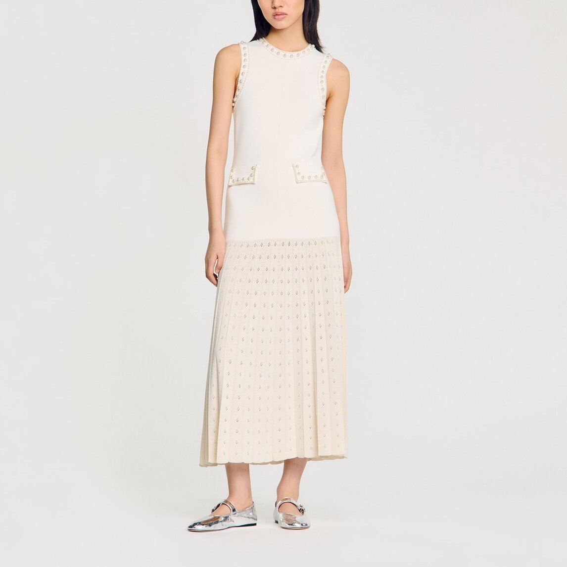 Robe longue en maille perlée Sandro seconde main