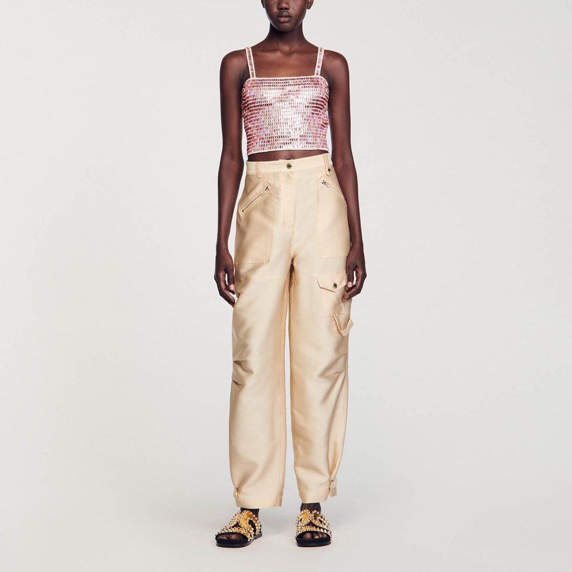 Brassière courte ornée de perles Sandro seconde main