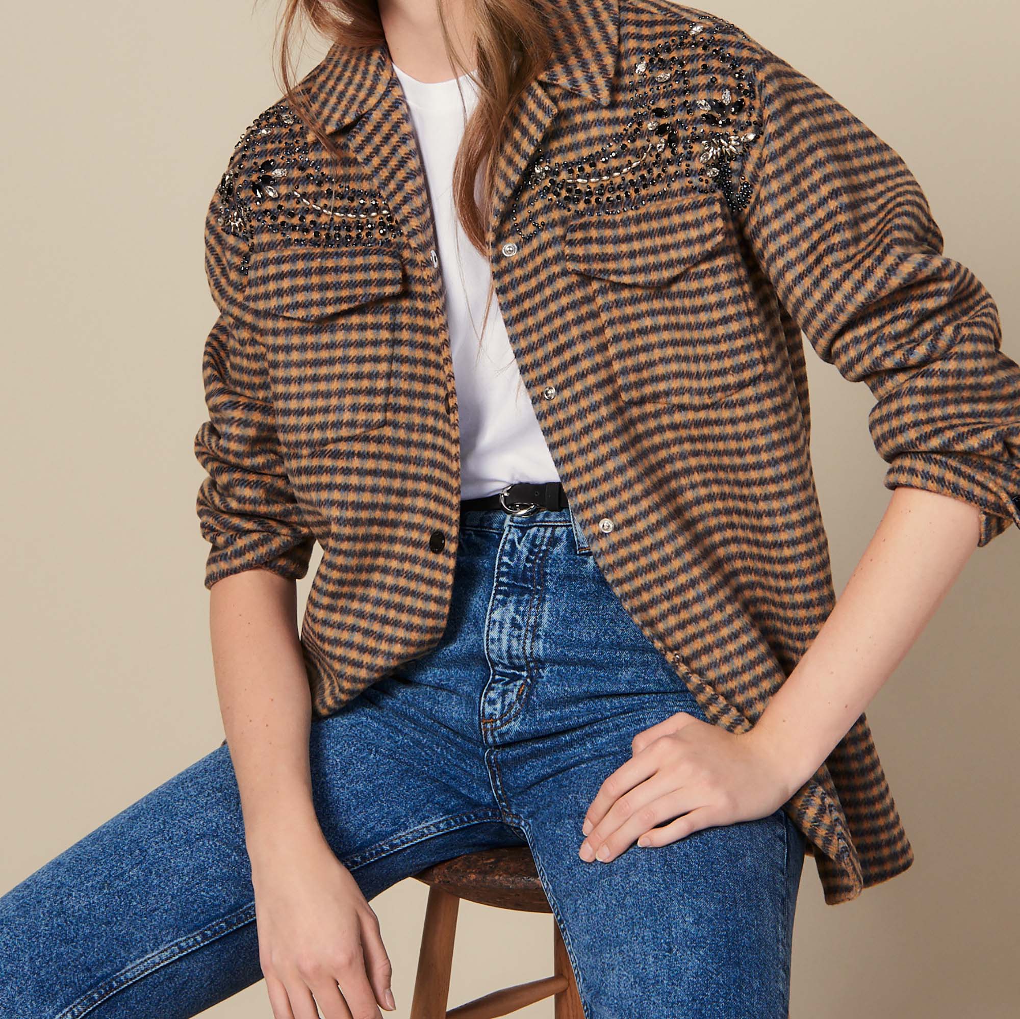 Veste Chemise oversize à carreaux Sandro seconde main