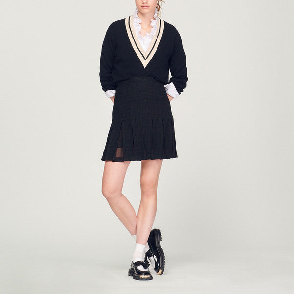 Jupe en tweed à plis Sandro seconde main