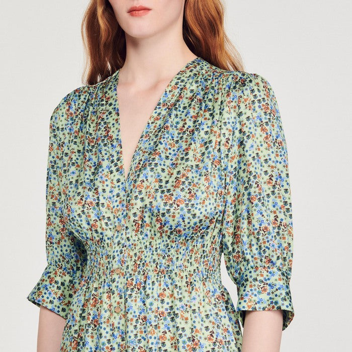 Robe longue et fluide imprimée Sandro seconde main