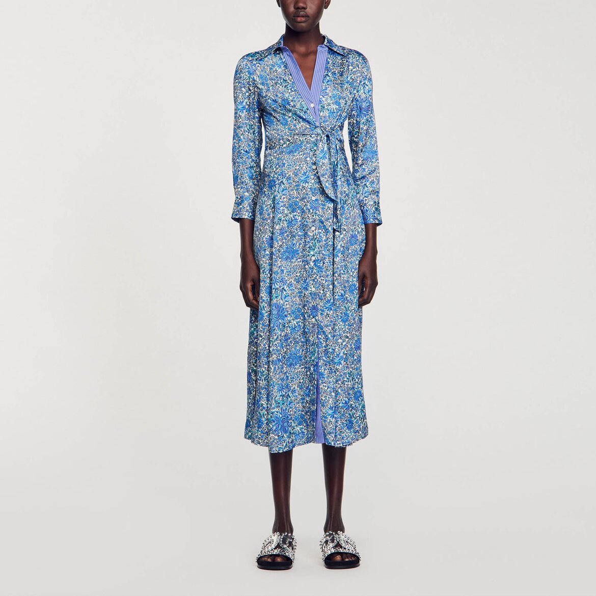 Robe Chemise midi à imprimé fleuri Sandro seconde main