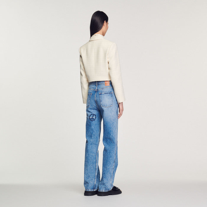 Veste courte boutonnée en tweed Sandro seconde main