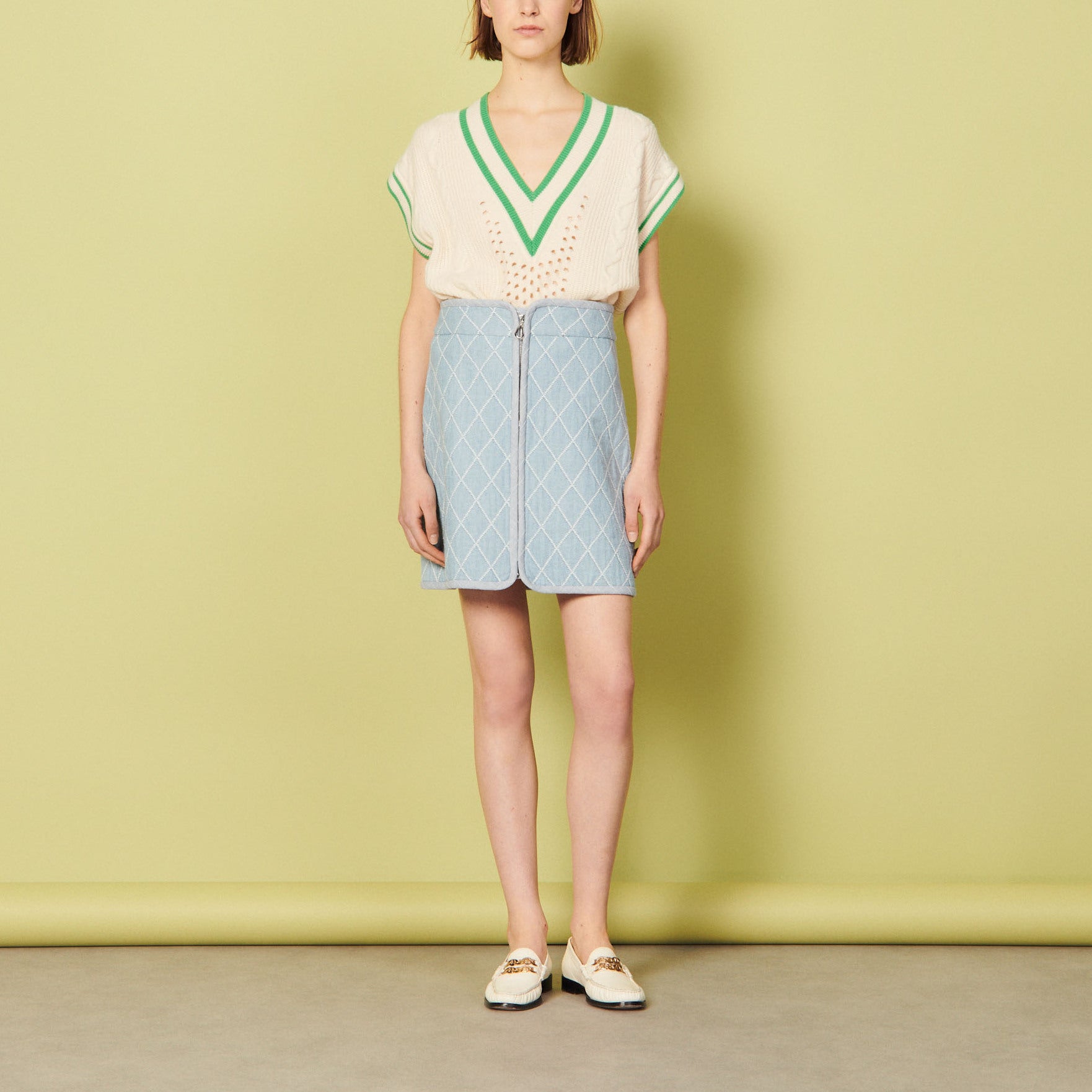 Jupe courte à surpiqures Sandro seconde main