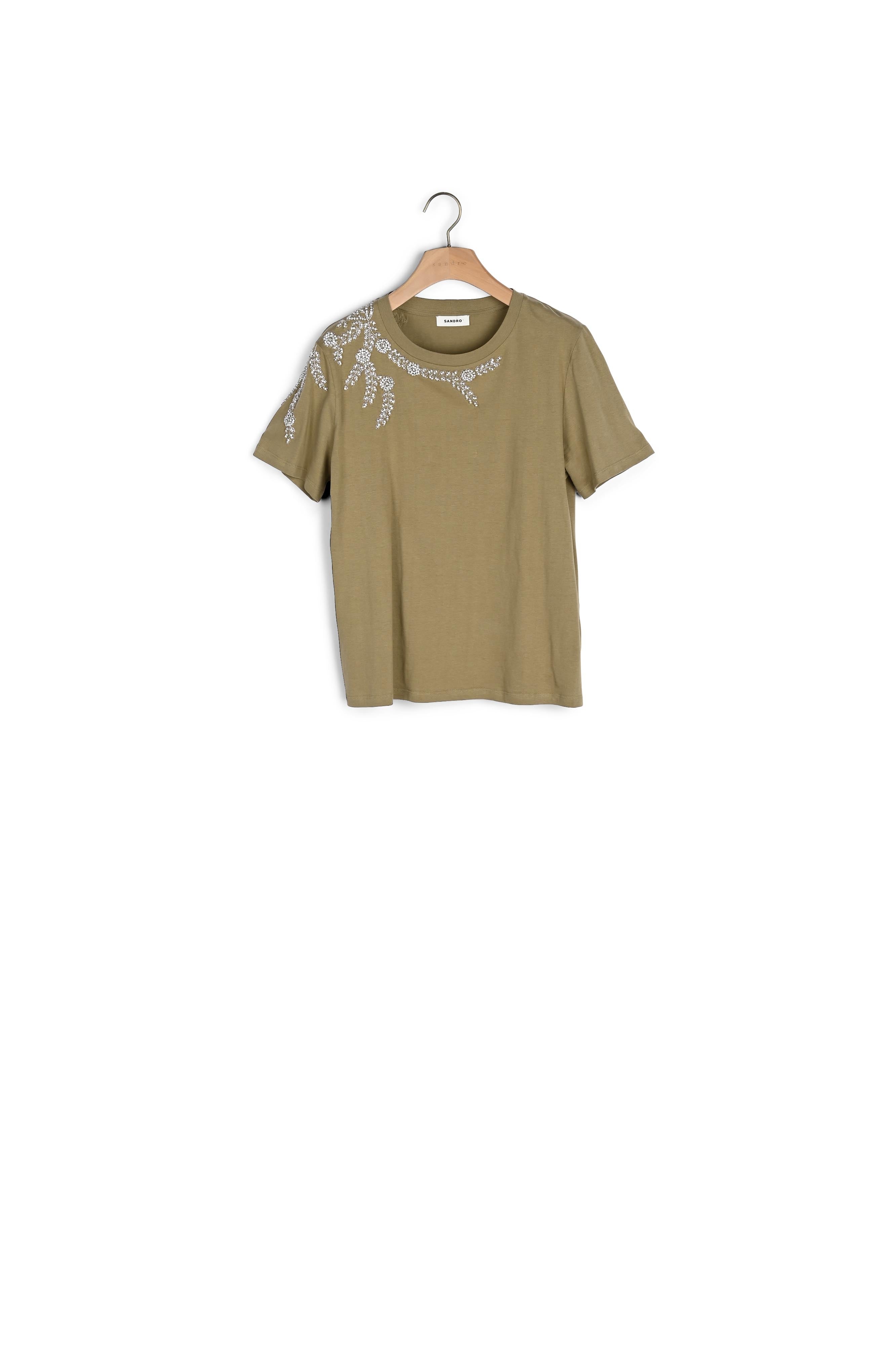 T-shirt orné de broderies et strass Sandro seconde main