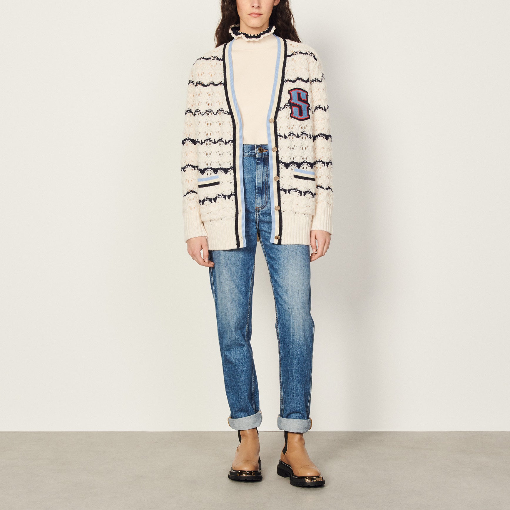 Cardi-coat avec patch Sandro seconde main