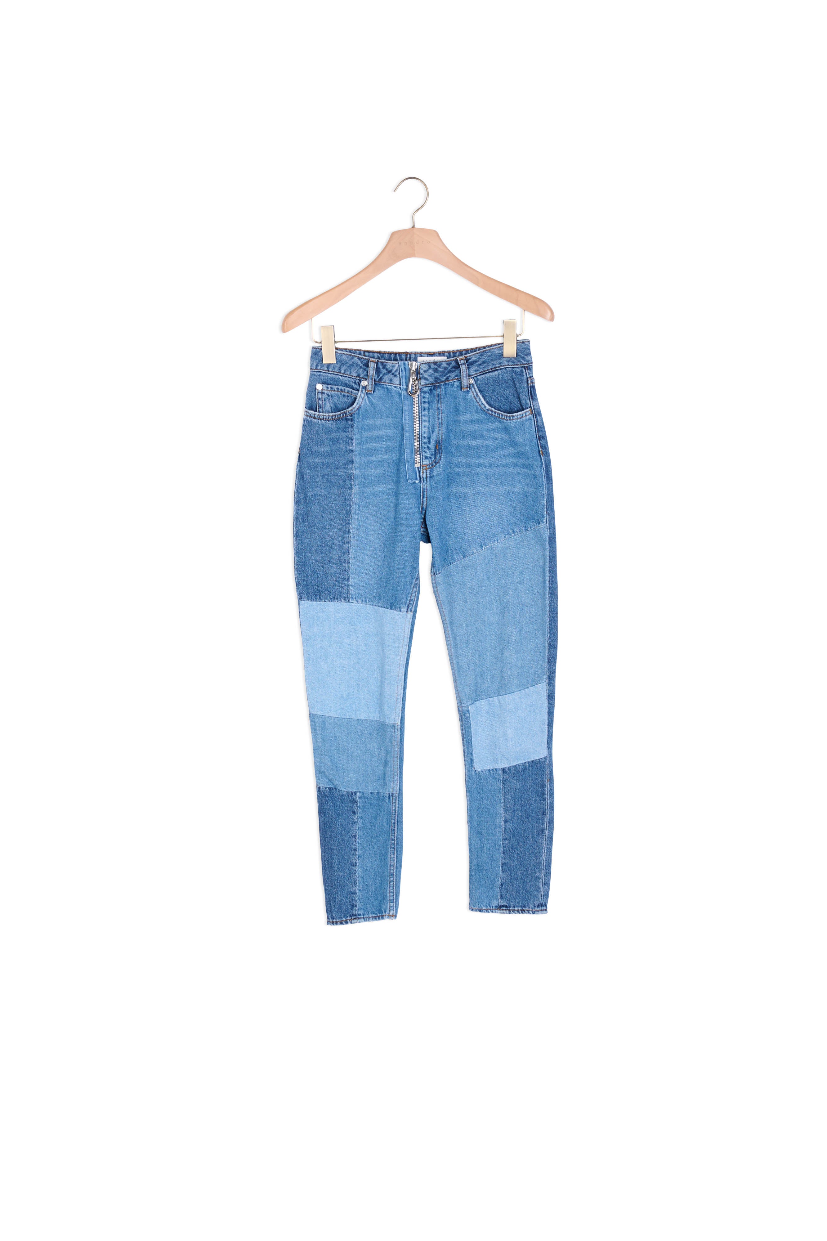 Jean en coton patchwork avec zip Sandro seconde main