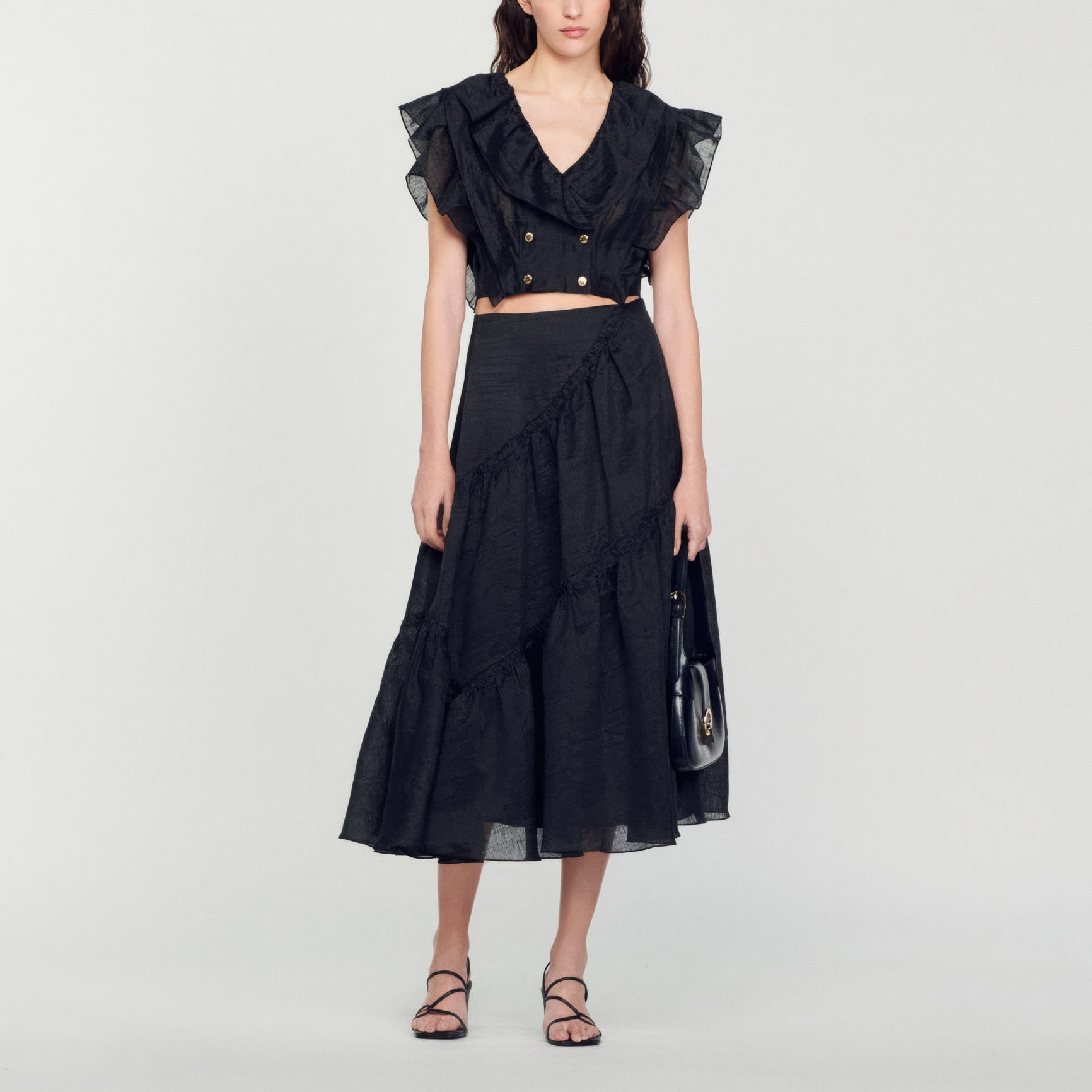 Jupe longue à volants Sandro seconde main