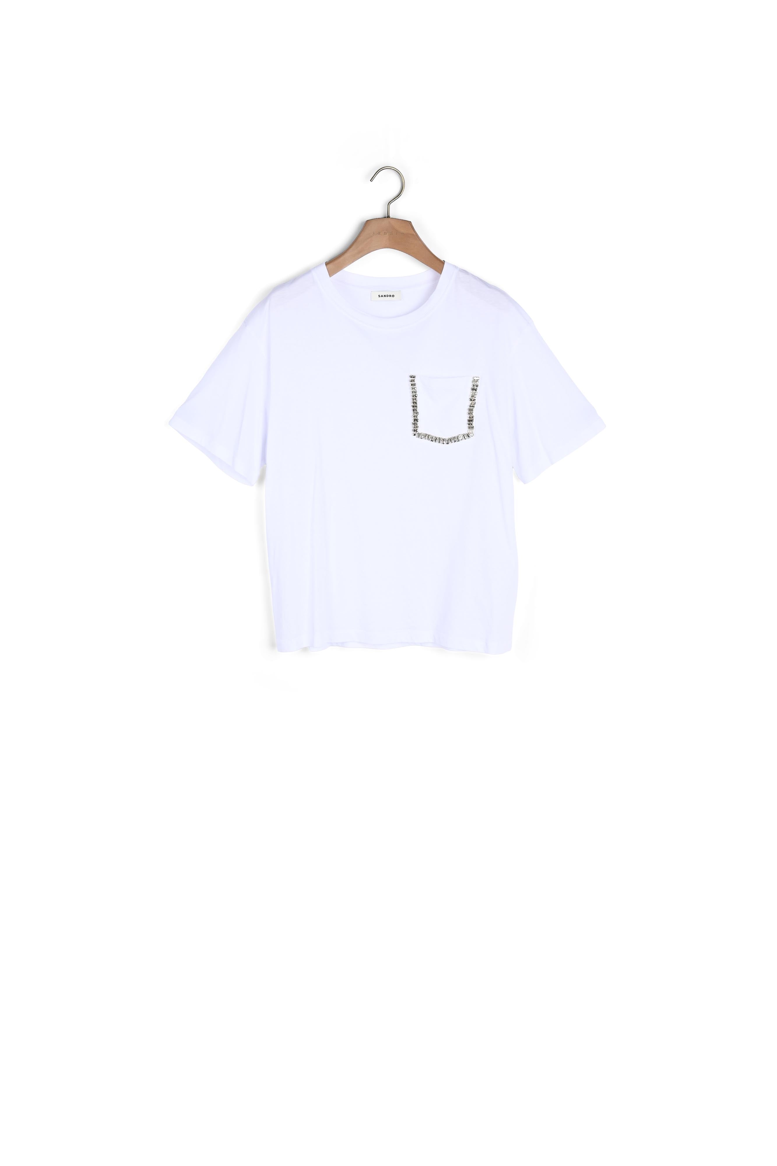 Tee-shirt court strass Sandro seconde main