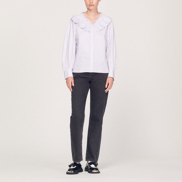 Chemise à carreaux et col volanté Sandro seconde main