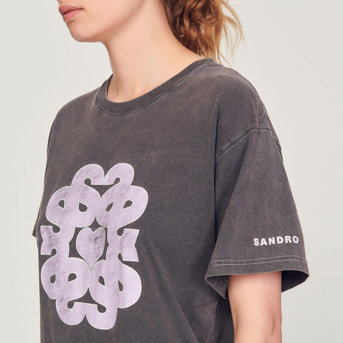 Tee-shirt en coton bio motif double S Sandro seconde main