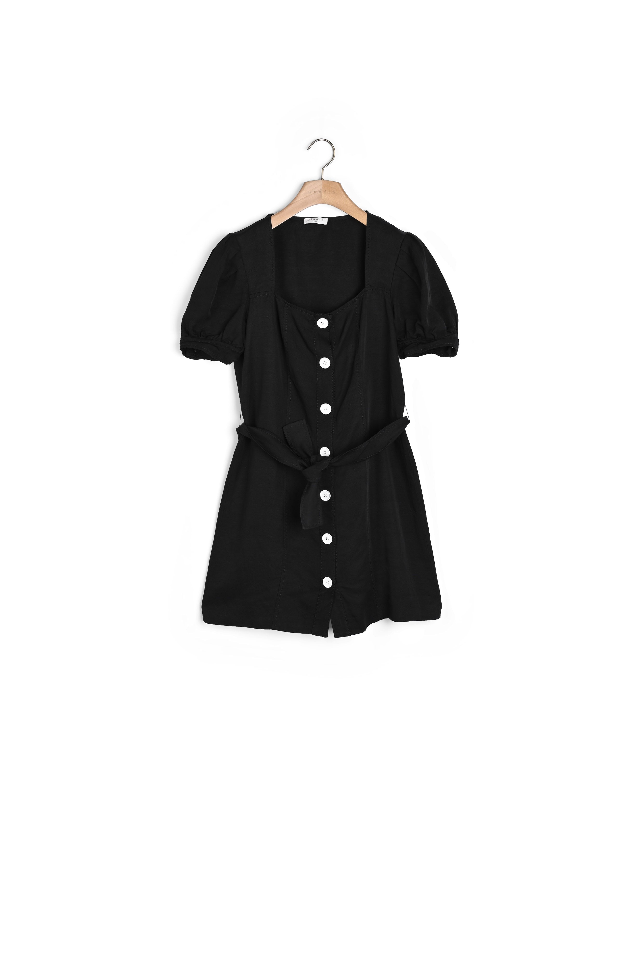 Robe courte en lin mélangé à nouer Sandro seconde main