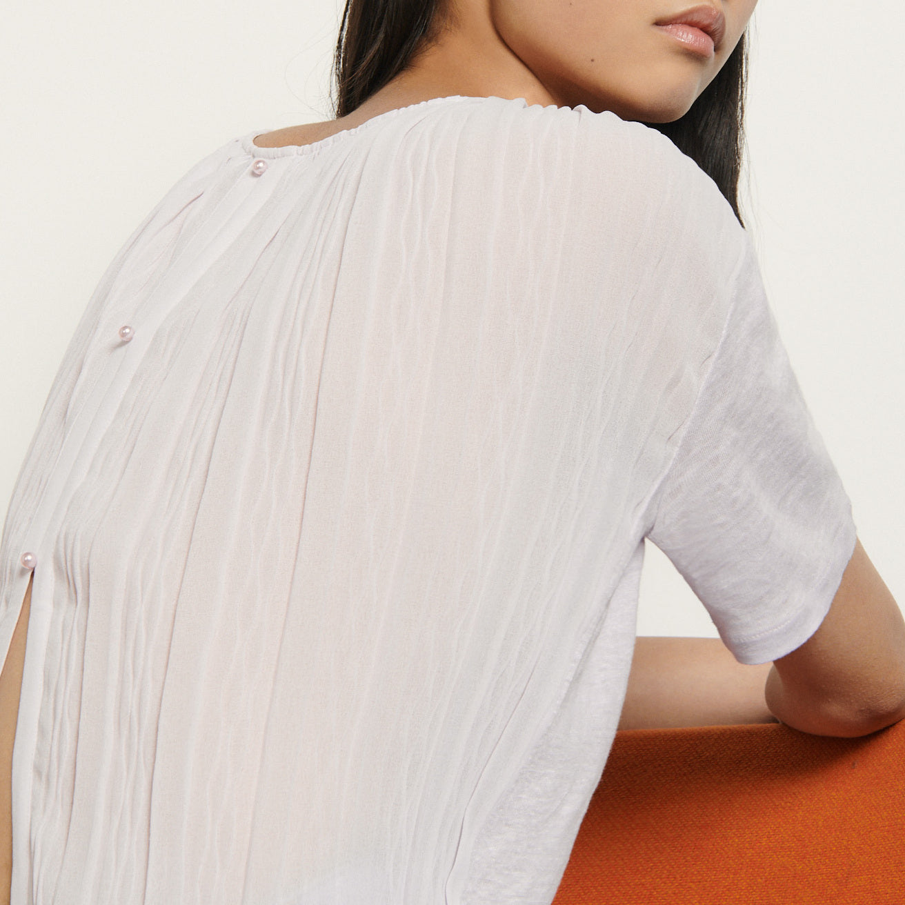 T-shirt en lin à dos plissé Sandro seconde main