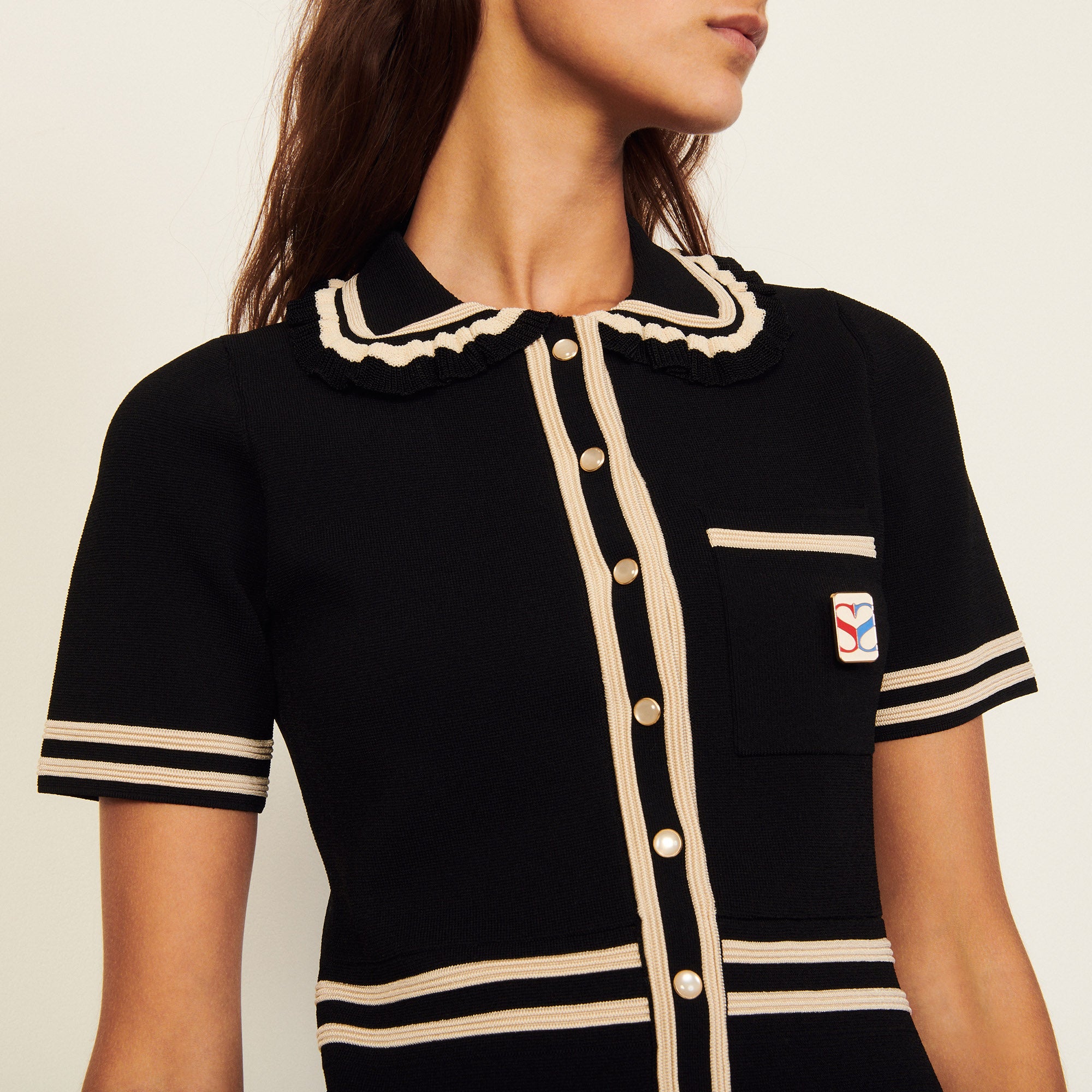 Robe manches courtes et galon contrasté Sandro seconde main