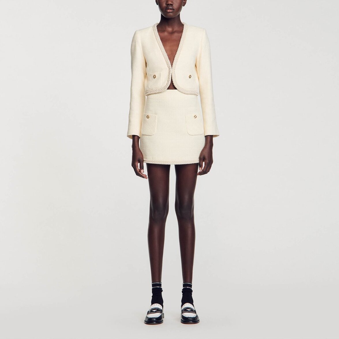 Jupe en tweed perlée Sandro seconde main