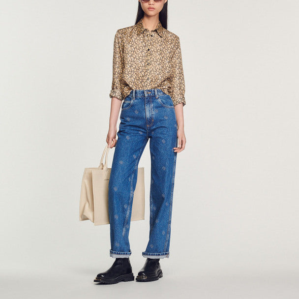 Chemise imprimée en soie Sandro seconde main