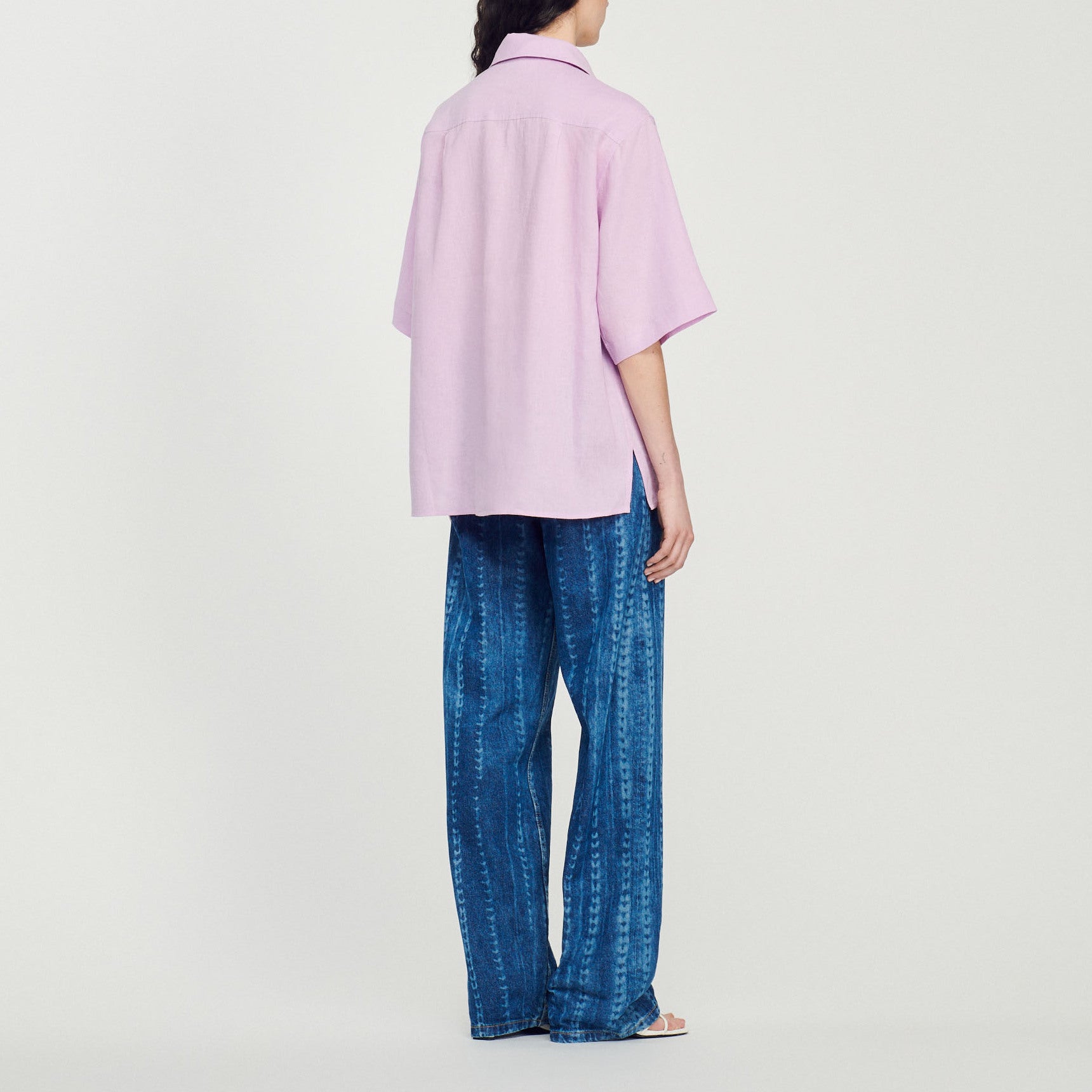 Chemise oversize en lin brodé Sandro seconde main