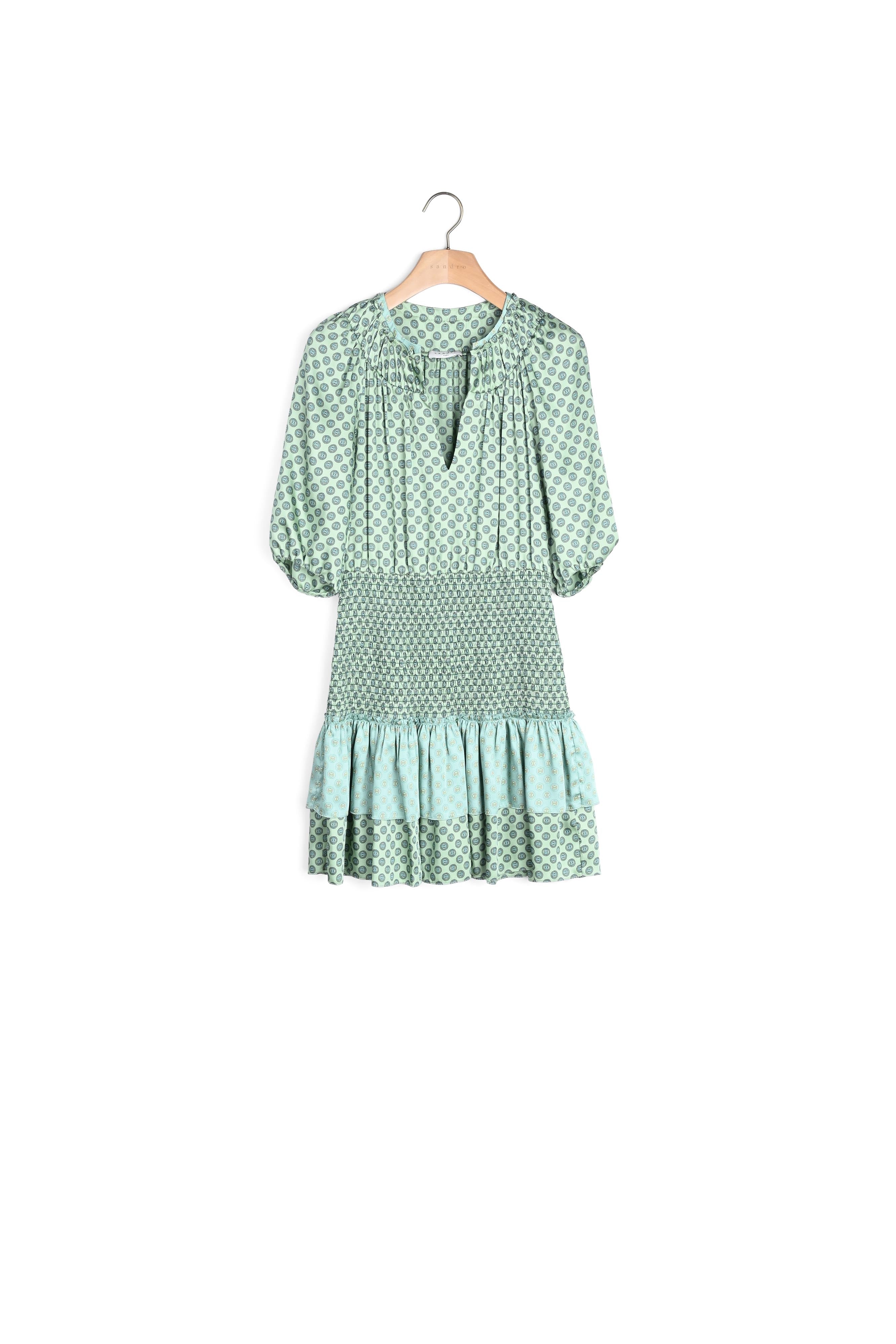 Robe courte en mix d'imprimés smockés Sandro seconde main