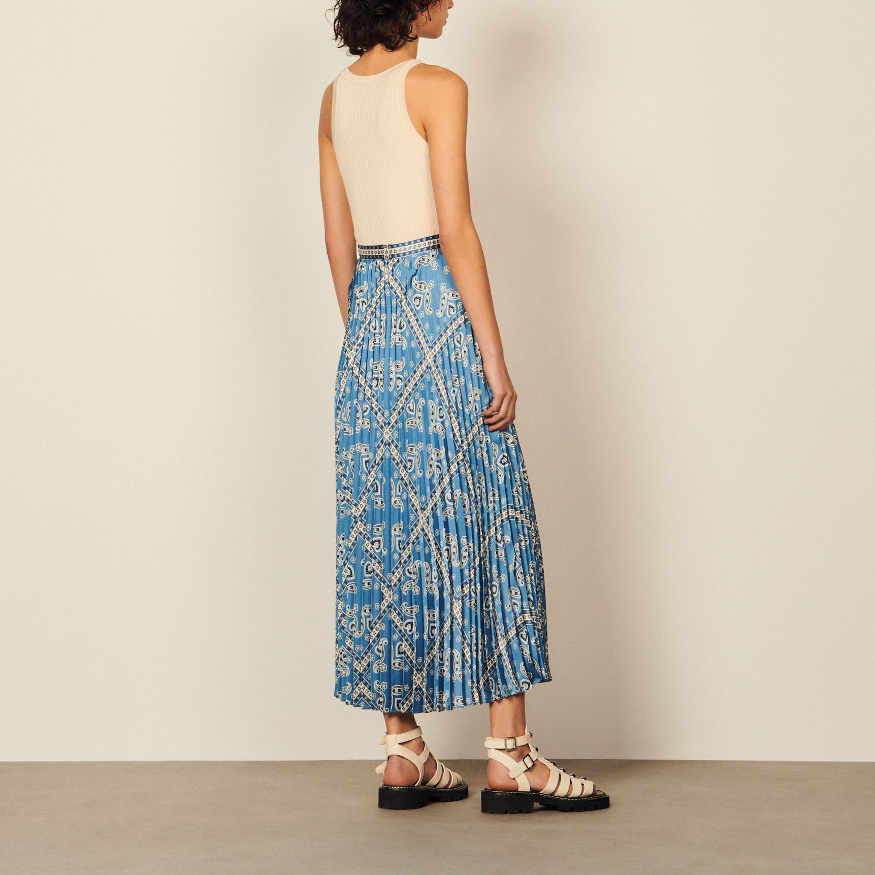 Jupe longue imprimée et plissée Sandro seconde main