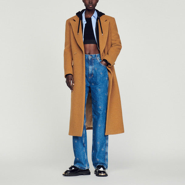 Manteau droit en laine grattée Sandro seconde main