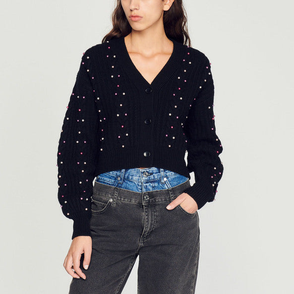 Cardigan en Maille orné de perles Sandro seconde main