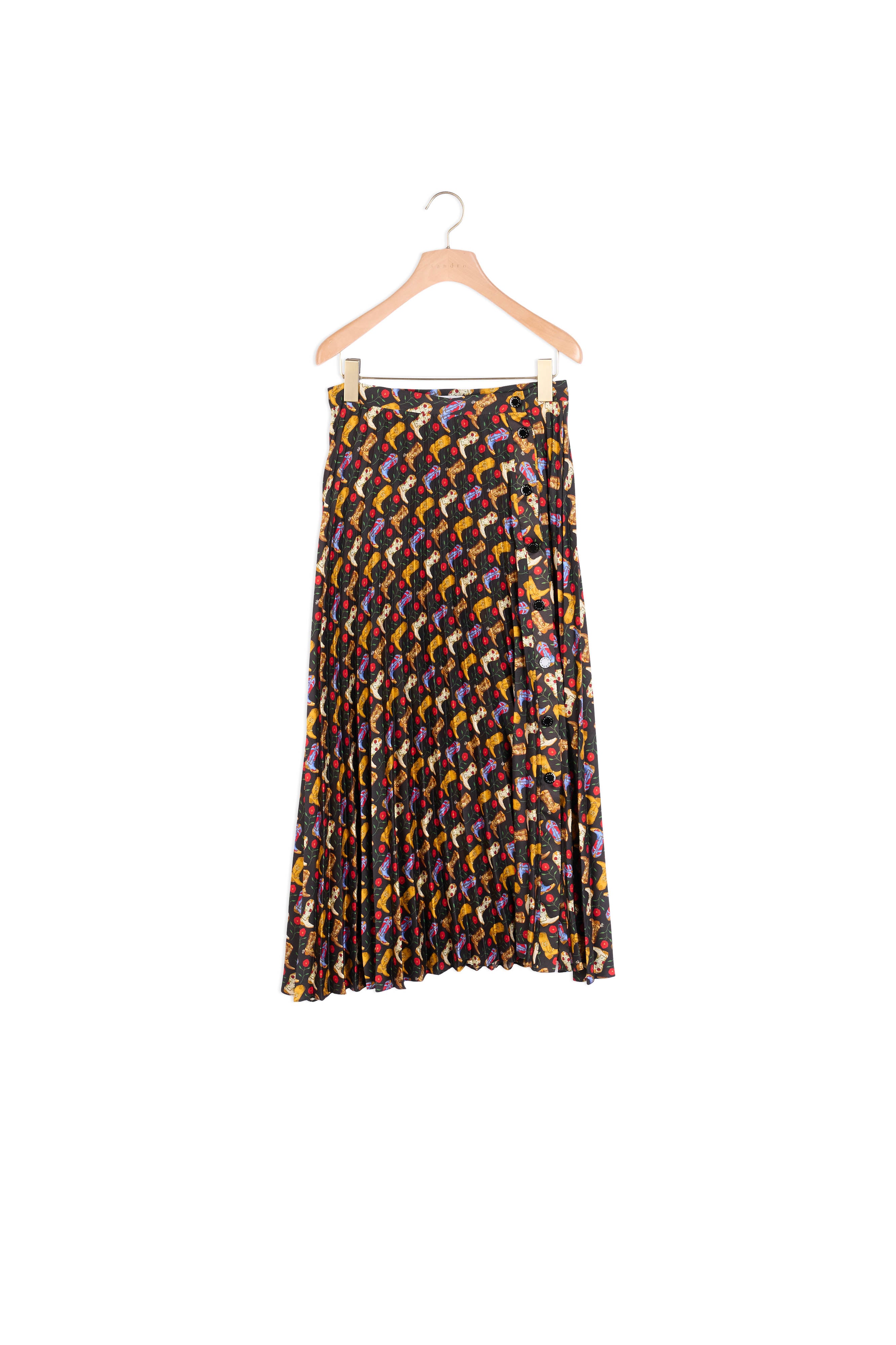 Jupe plissée portefeuille en imprimé Sandro seconde main