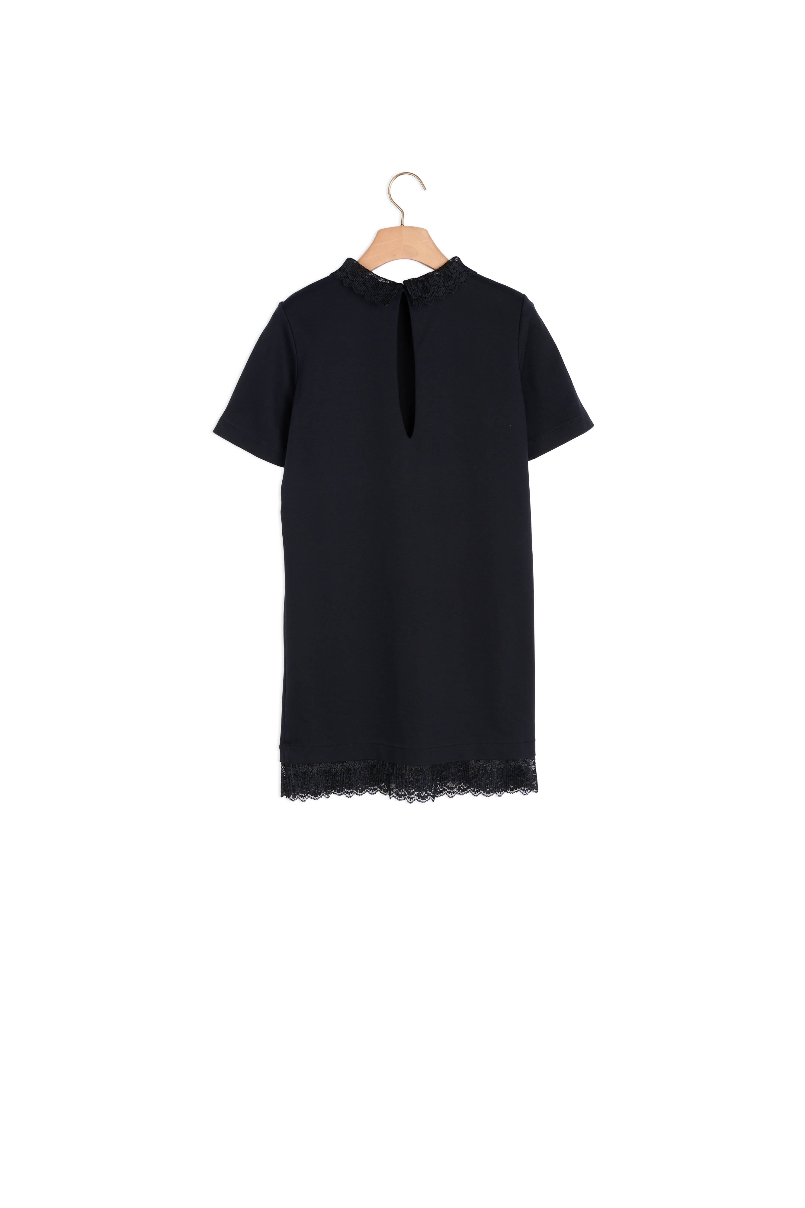 Robe en coton col montant en dentelle Sandro seconde main