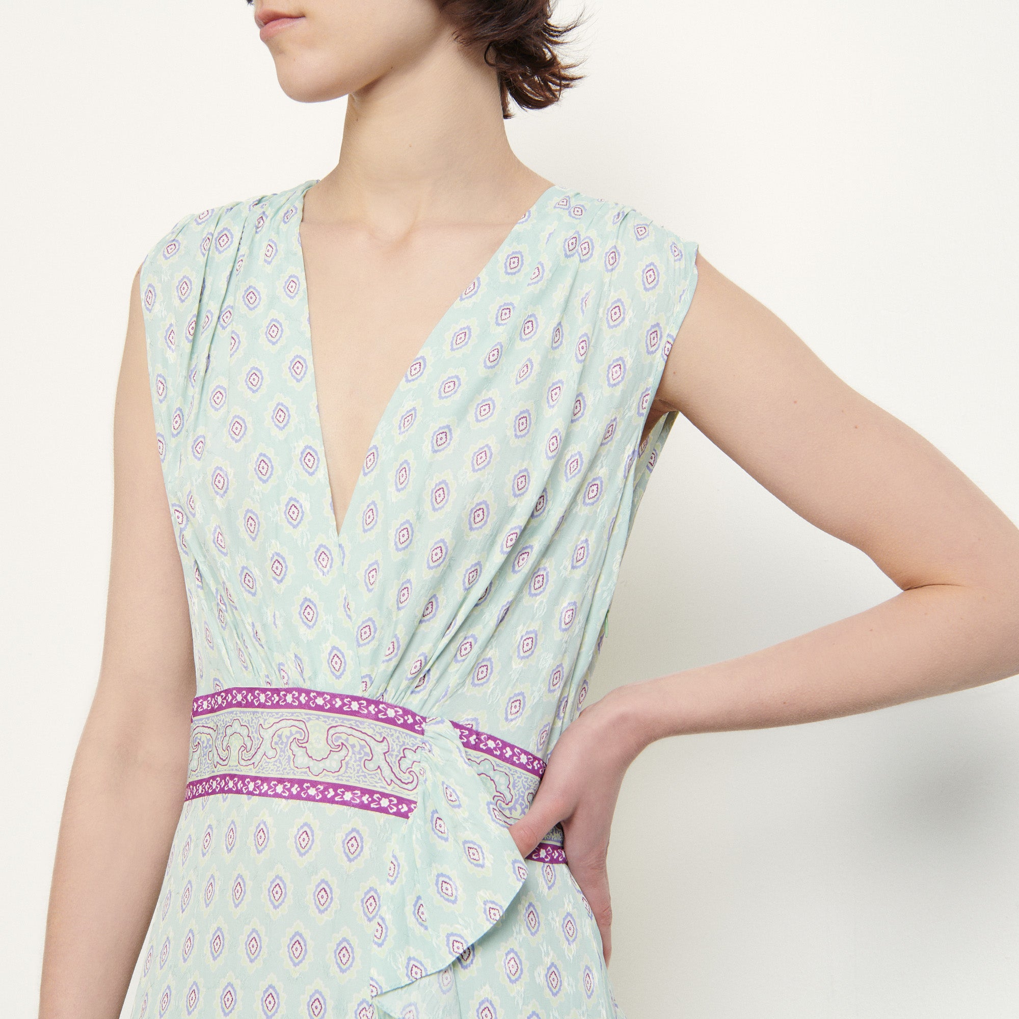 Robe longue imprimée à volants Sandro seconde main