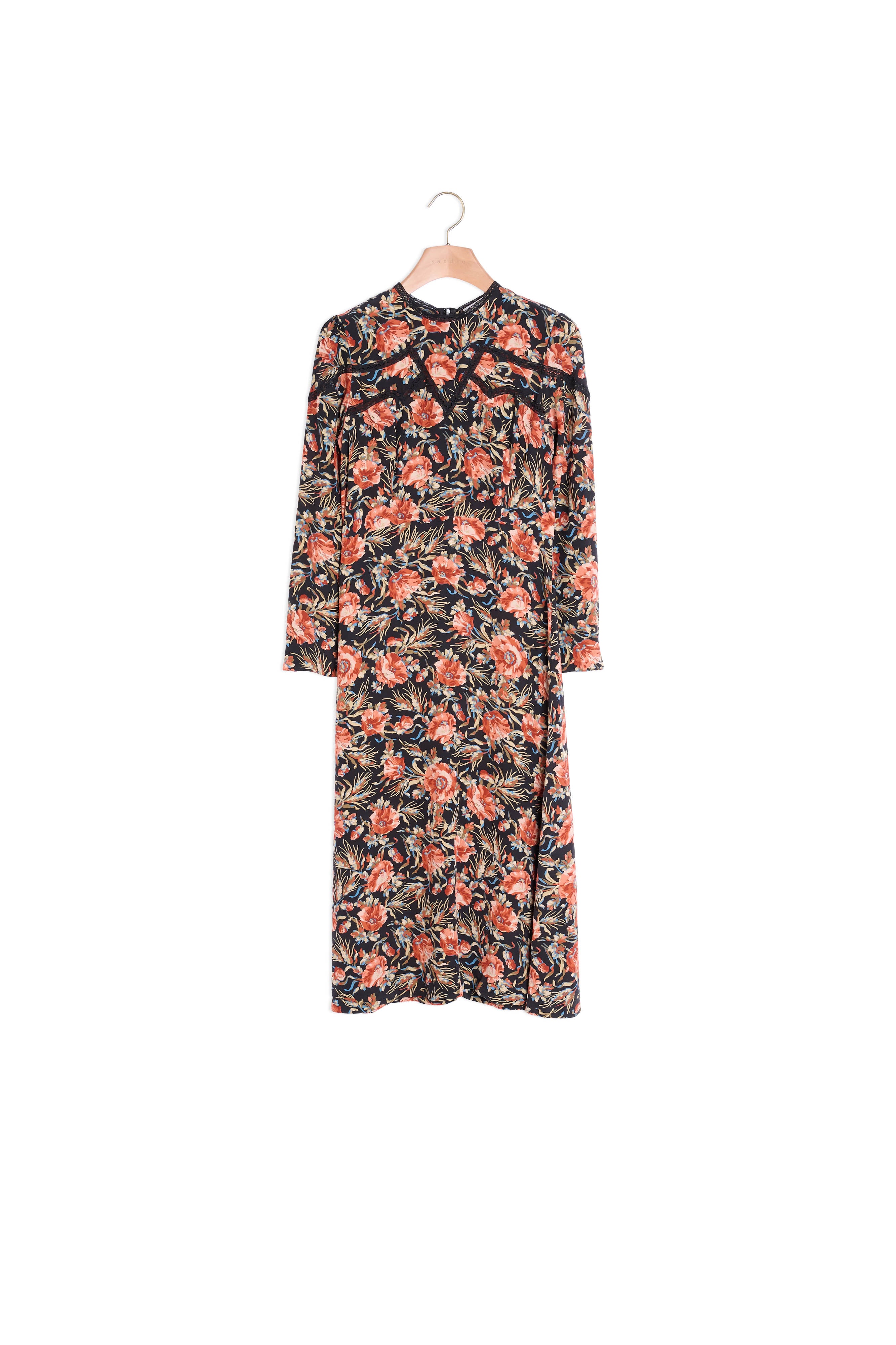 Robe en soie mi longue imprimée Sandro seconde main