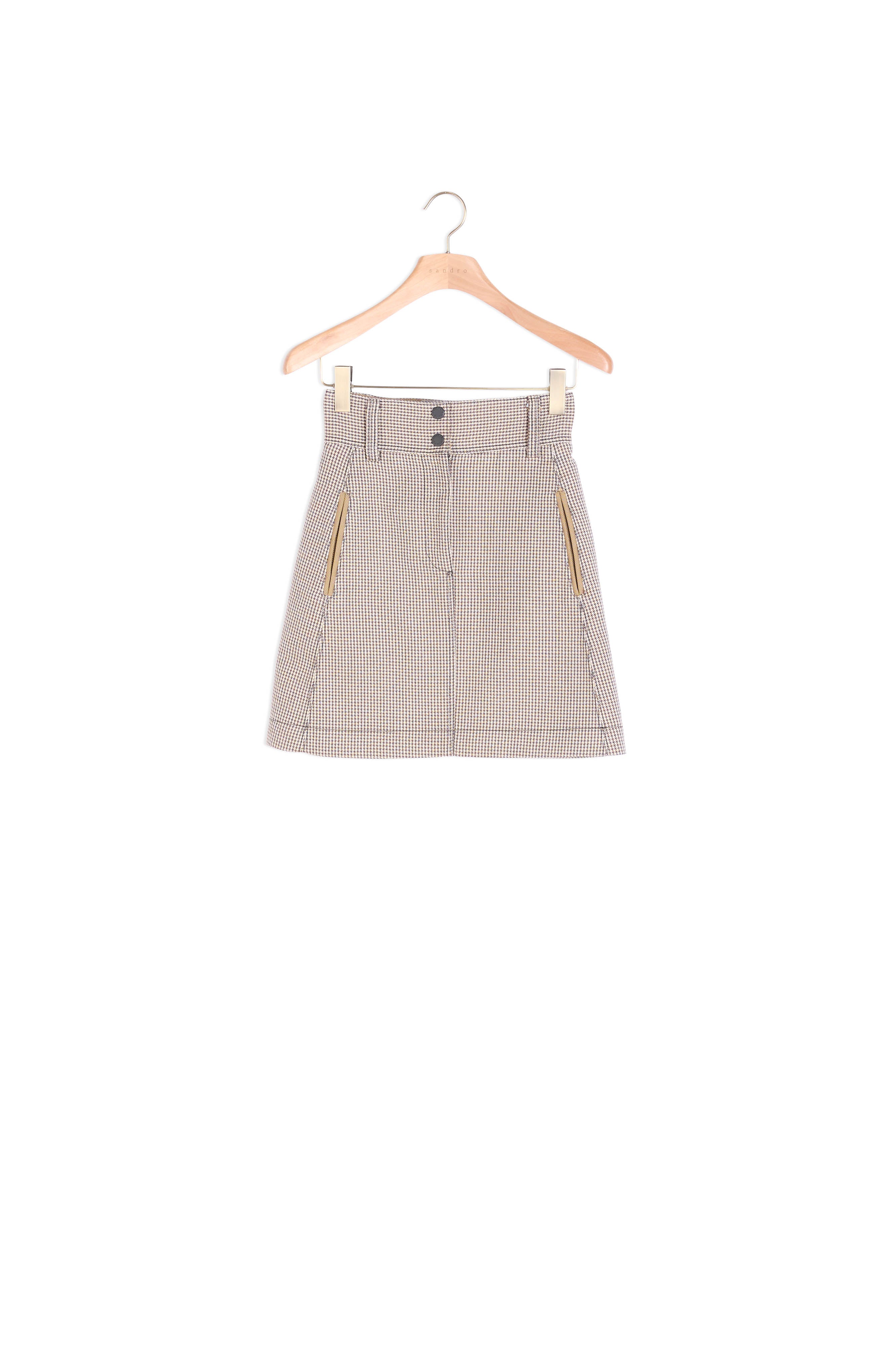 Jupe courte trapèze en pied-de-coq Sandro seconde main