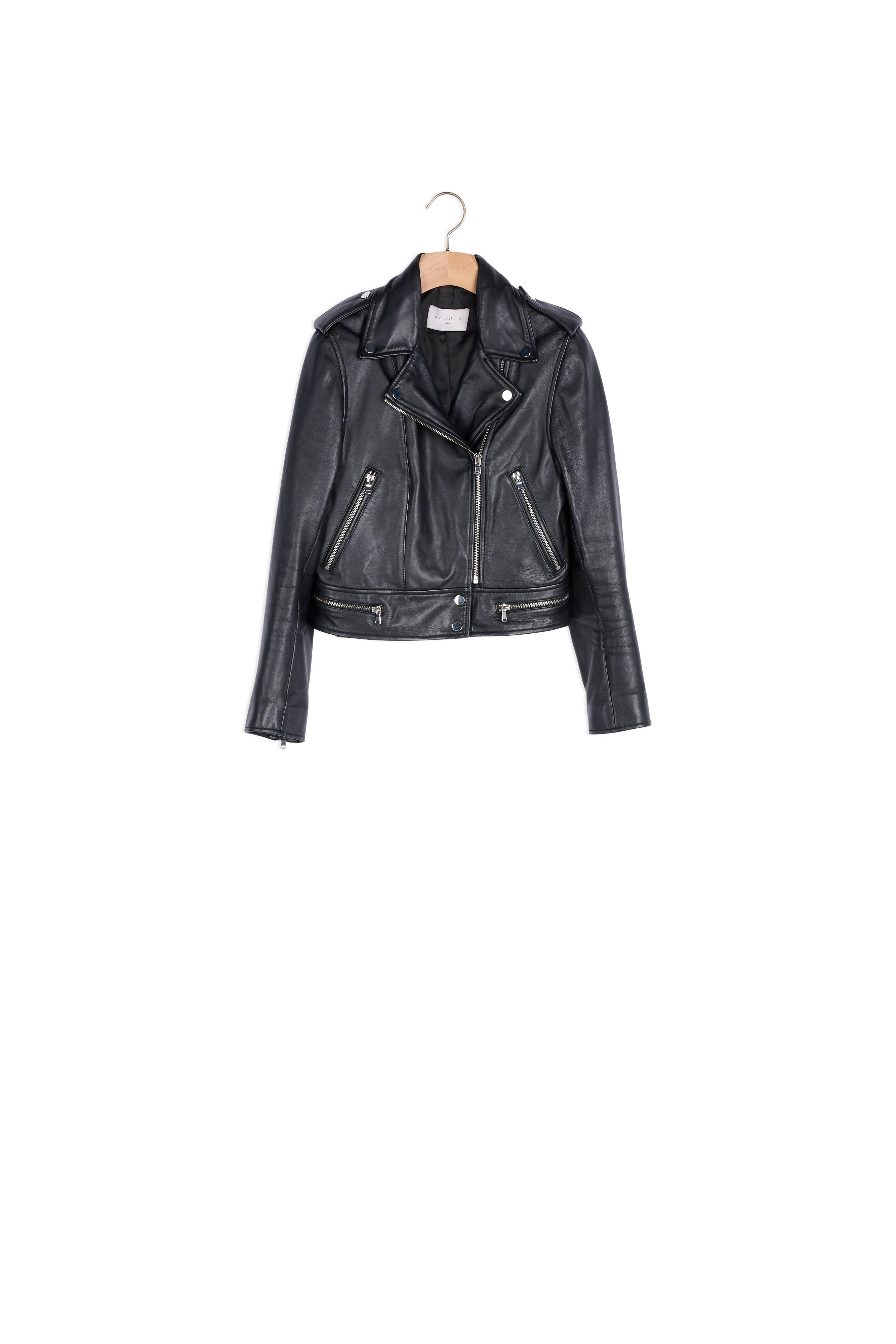 Blouson court en cuir de mouton Sandro seconde main