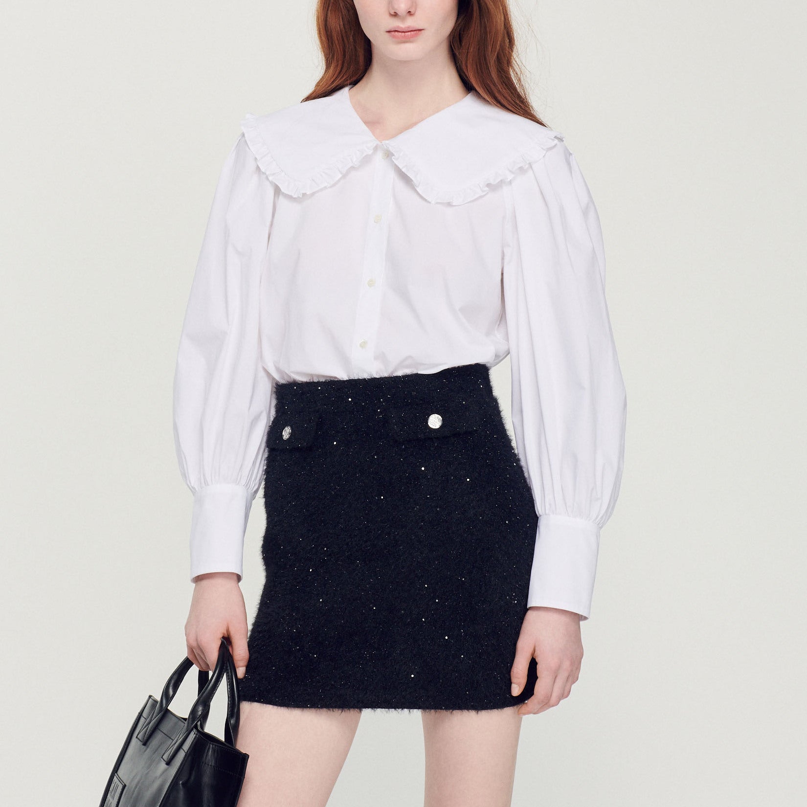 Chemise en popeline à col claudine Sandro seconde main