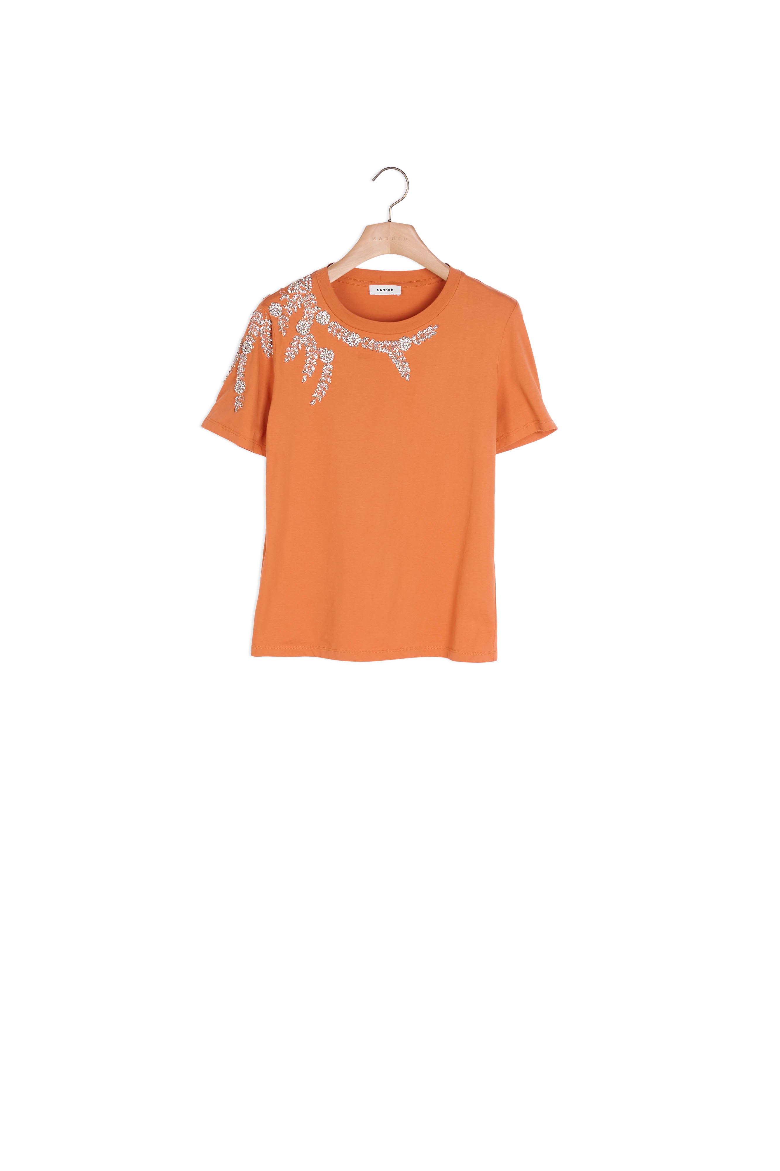 T-shirt orné de broderies et strass Sandro seconde main
