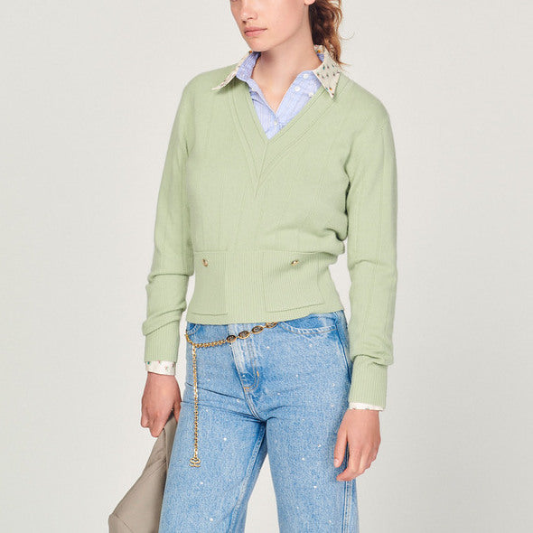 Pull en Maille à col V Sandro seconde main