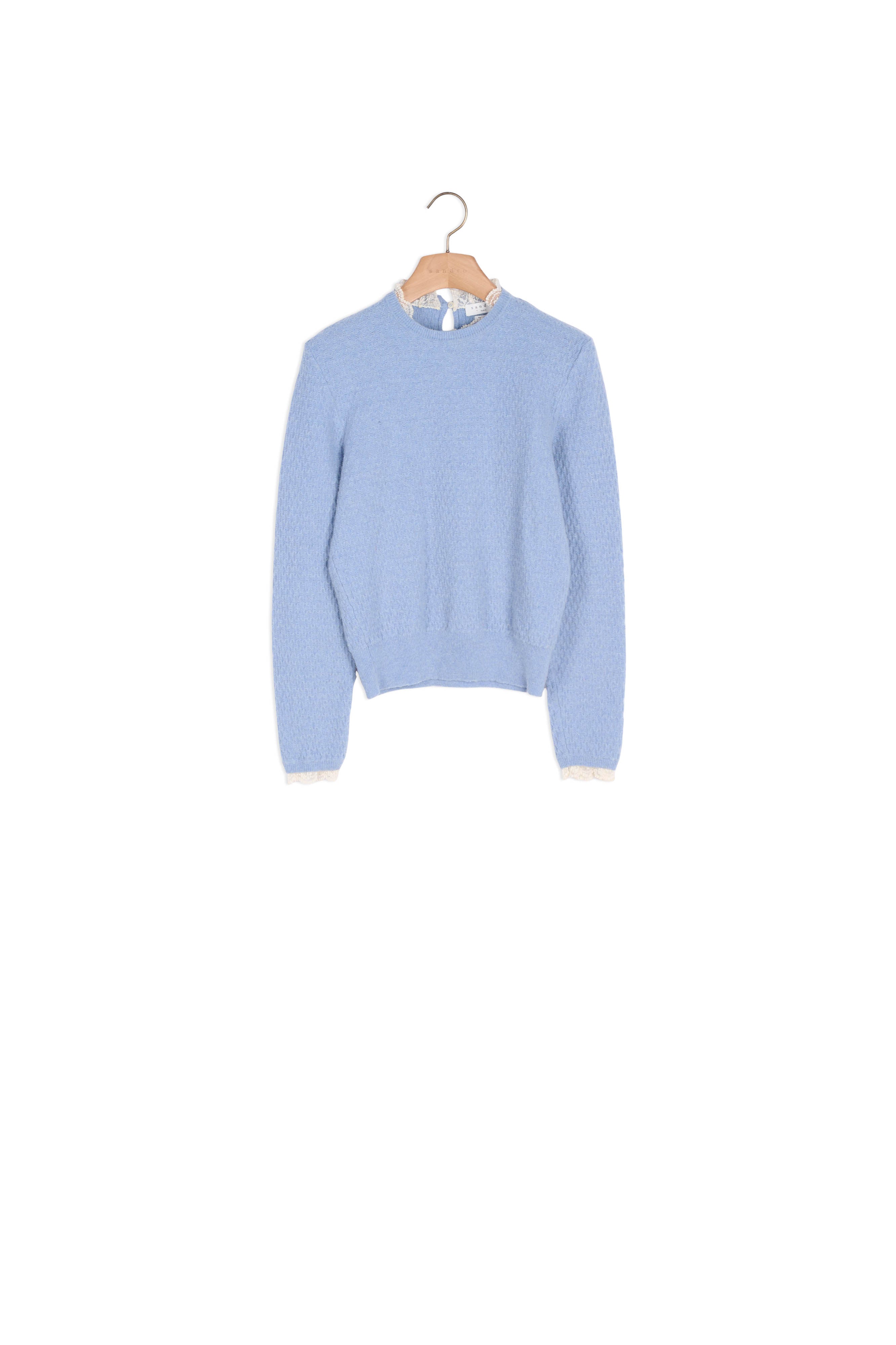Pull en pointelle bordé de dentelle Sandro seconde main
