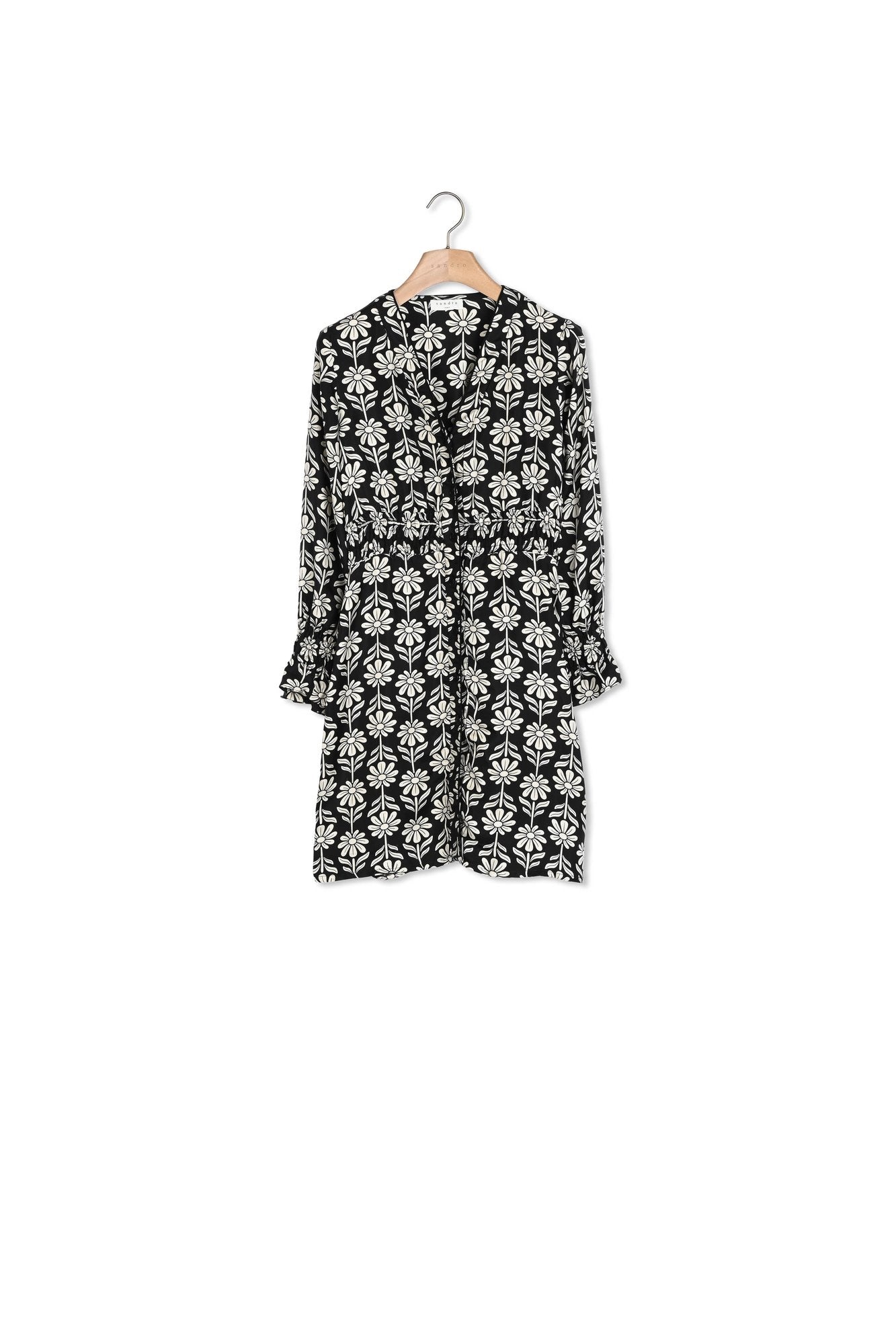 Robe imprimé écru et noir Sandro seconde main