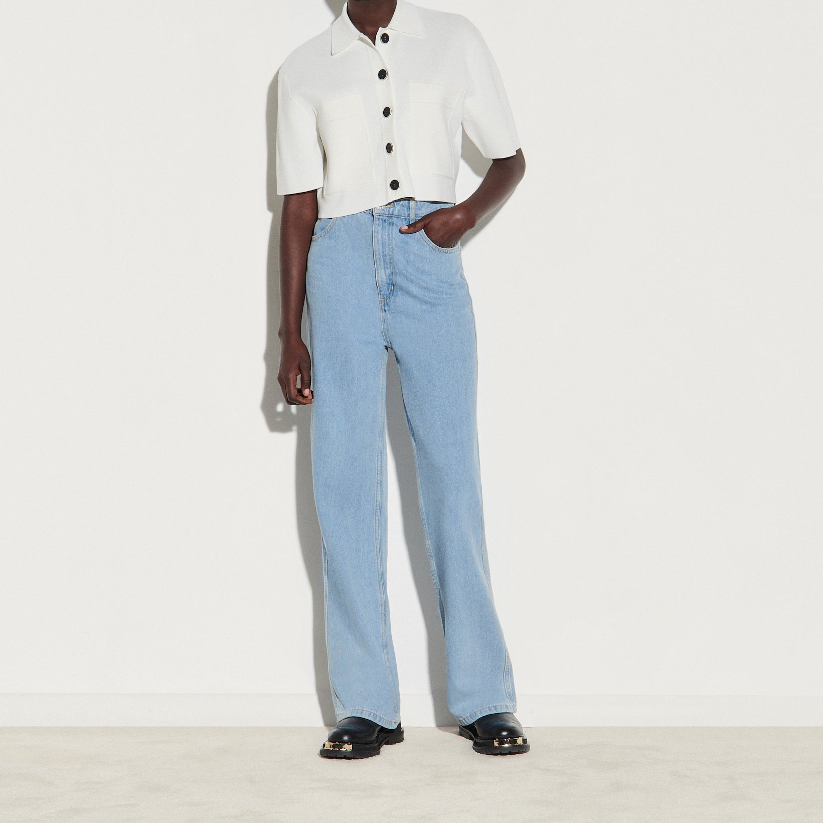 Cardigan court façon Chemise en Maille Sandro seconde main