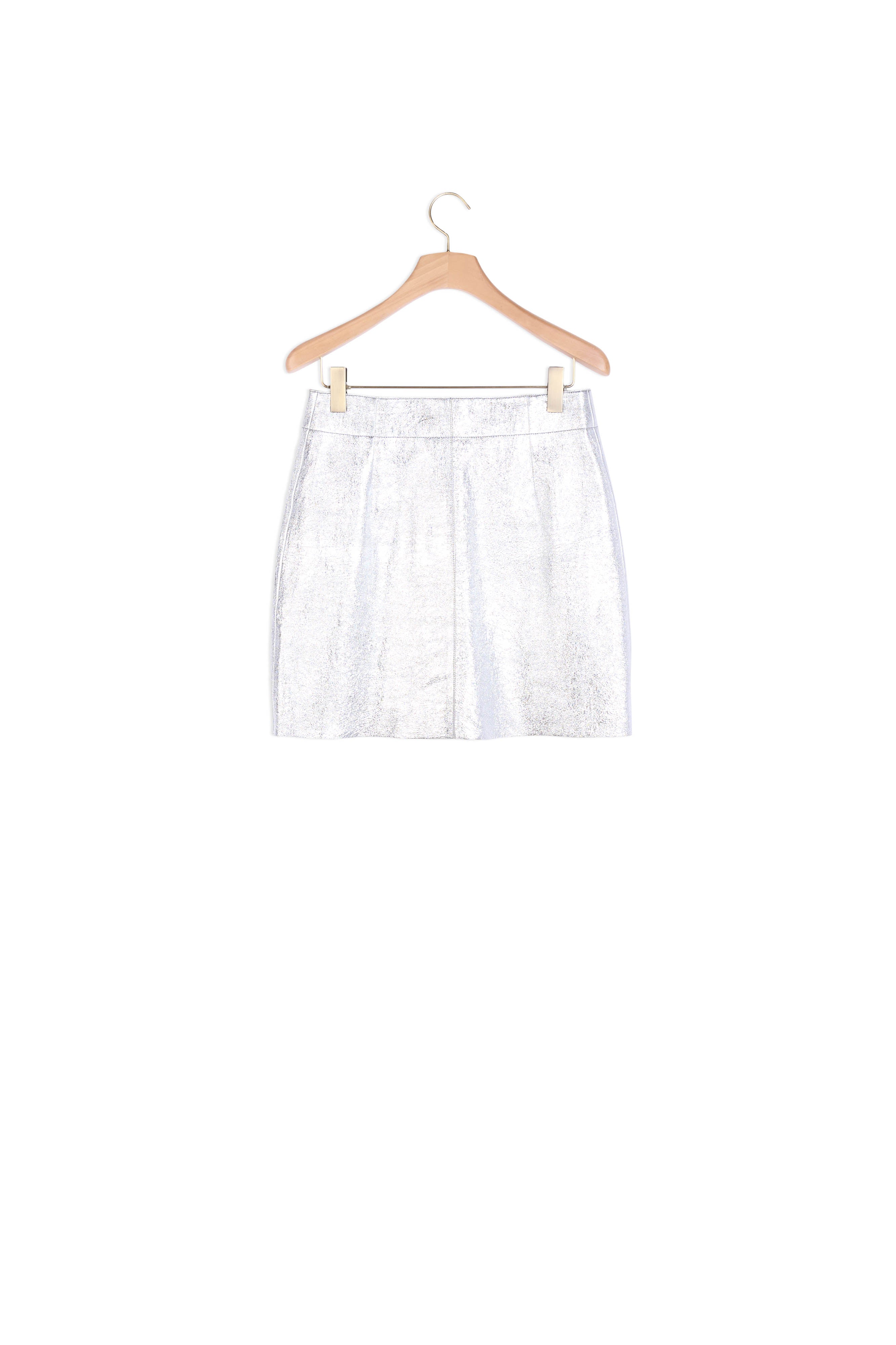 Jupe courte en cuir argenté Sandro seconde main