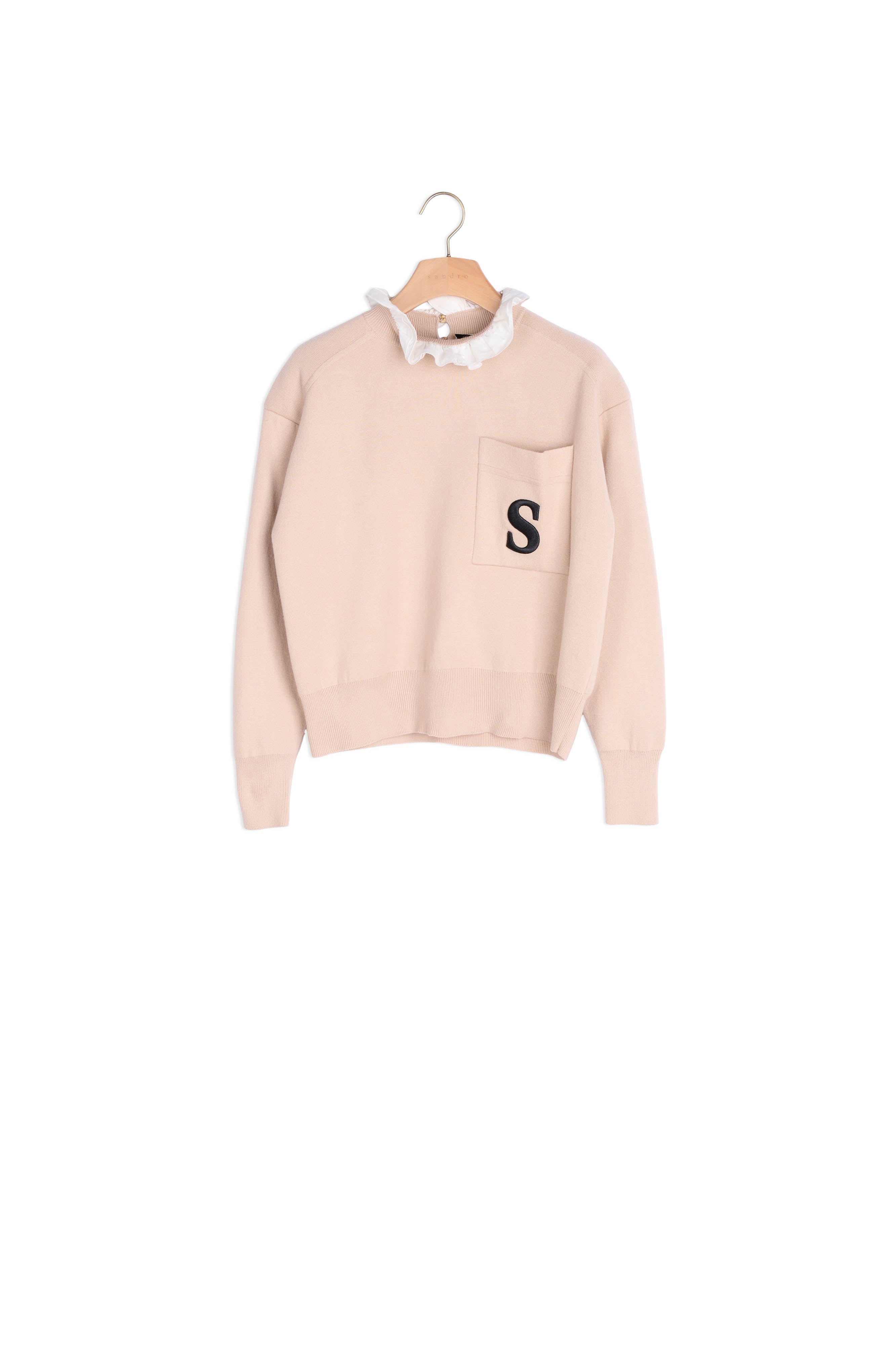 Pull à col volanté contrasté Sandro seconde main