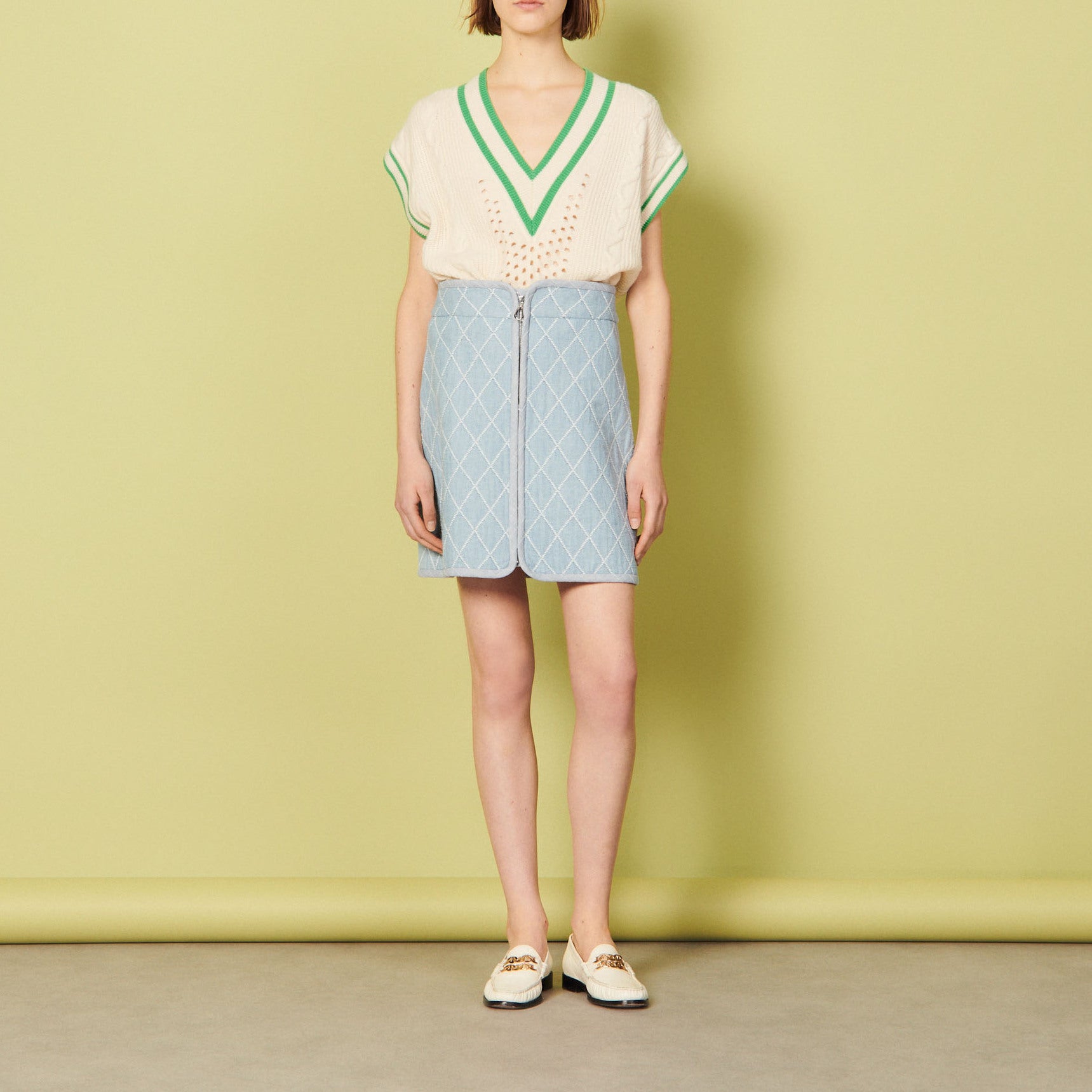 Jupe courte à surpiqures Sandro seconde main