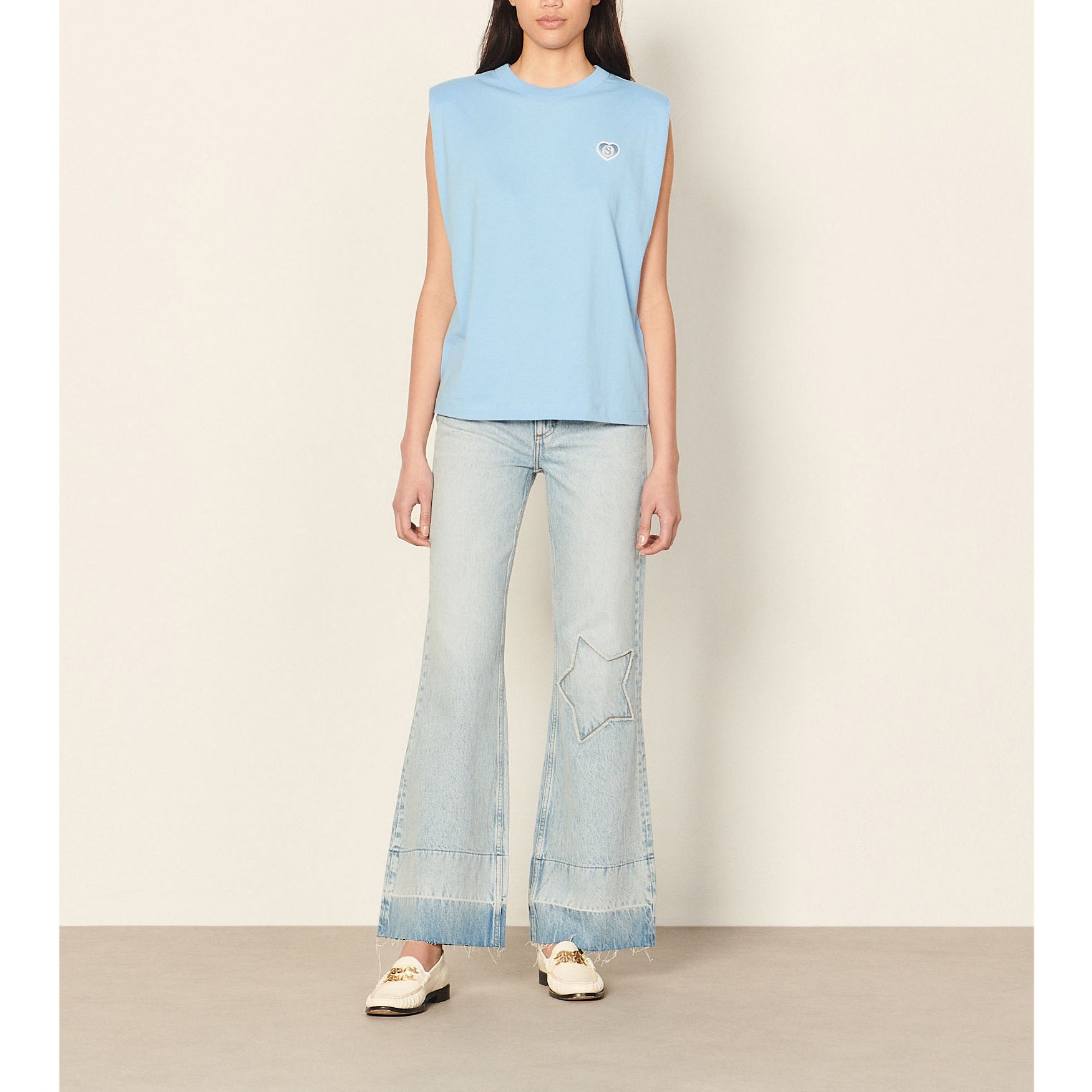 T-shirt en coton biologique sans manches Sandro seconde main