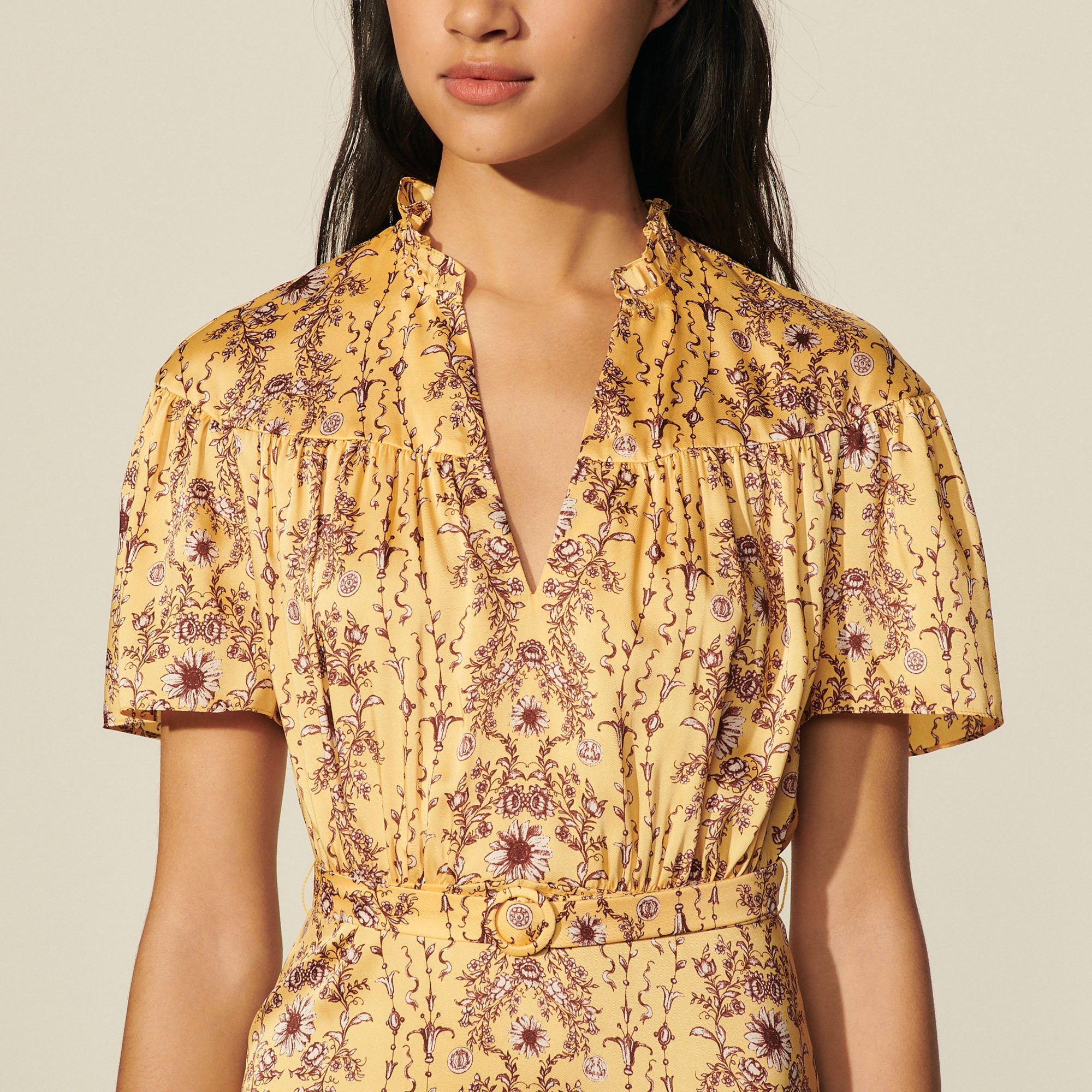 Robe courte imprimée à volants Sandro seconde main