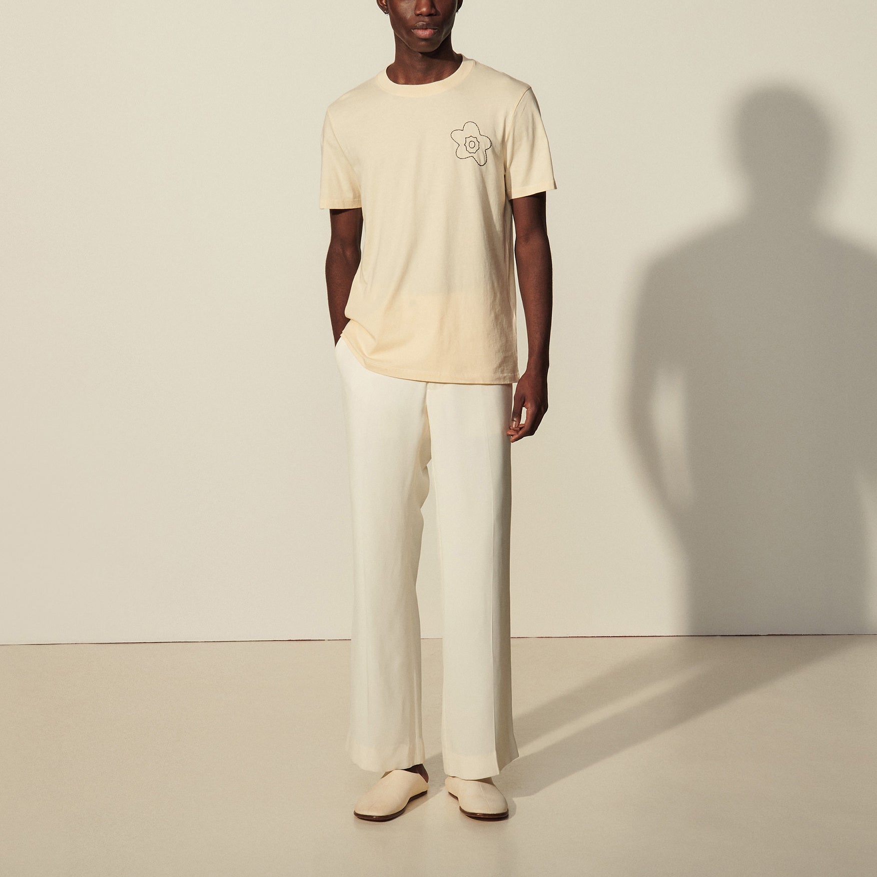 T-shirt en coton à broderie Sandro seconde main