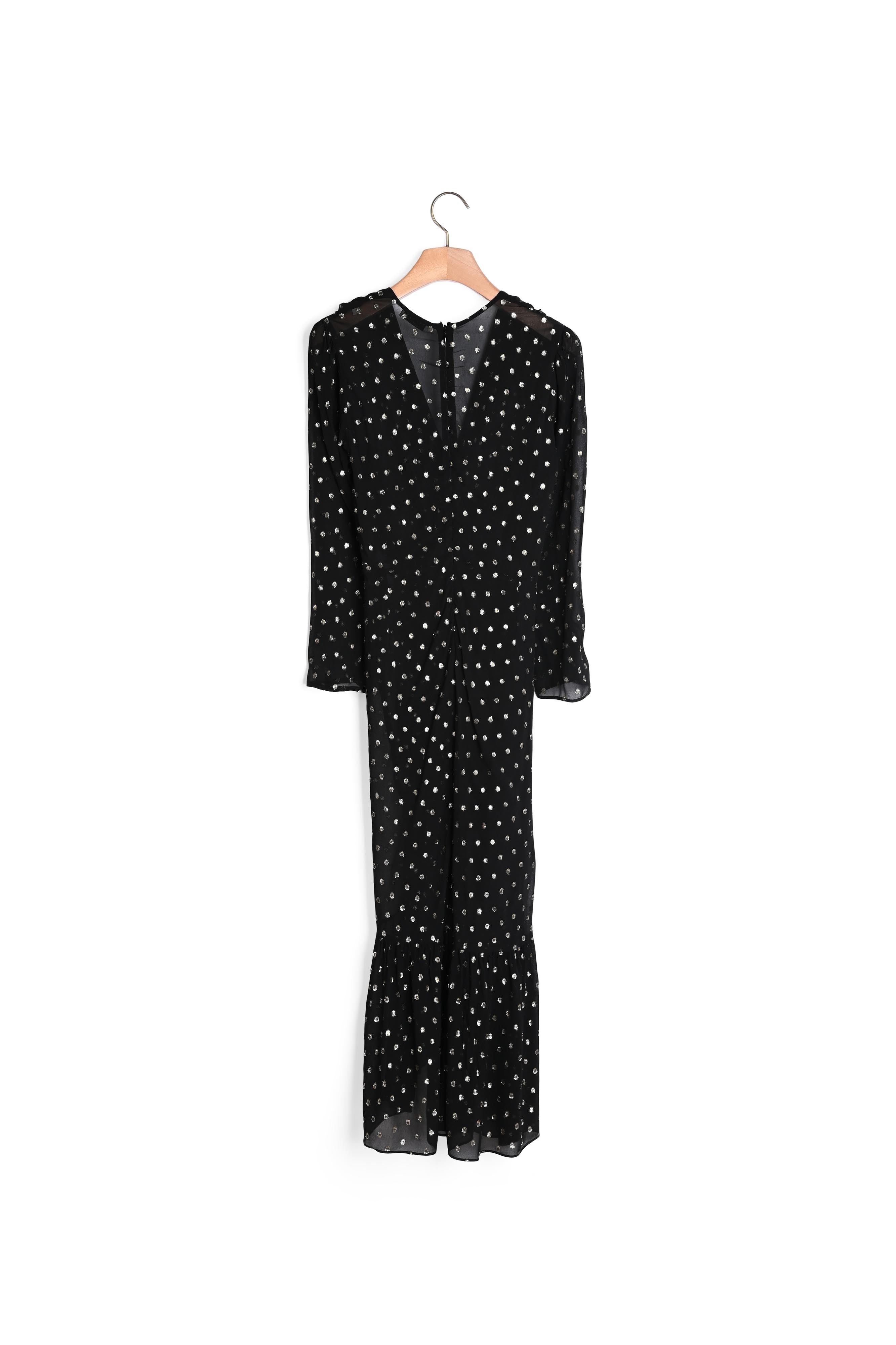 Robe longue à volants et pois lurex Sandro seconde main