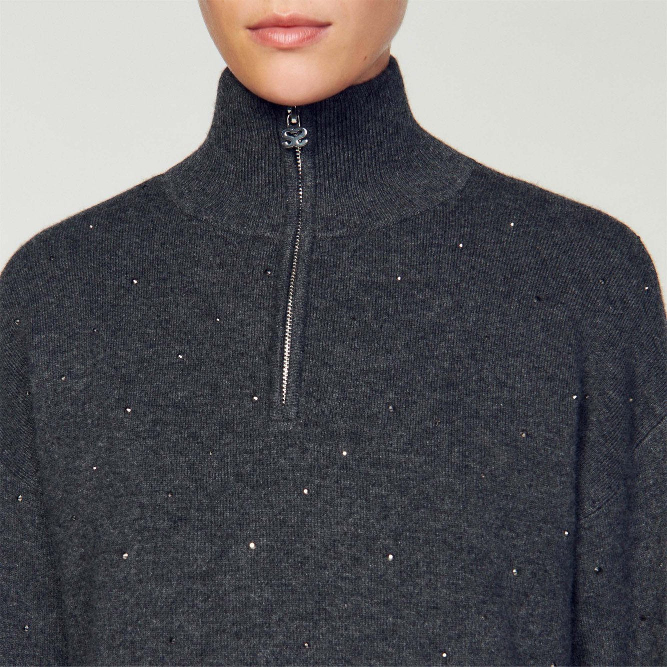 Pull Gris Foncé Sandro seconde main