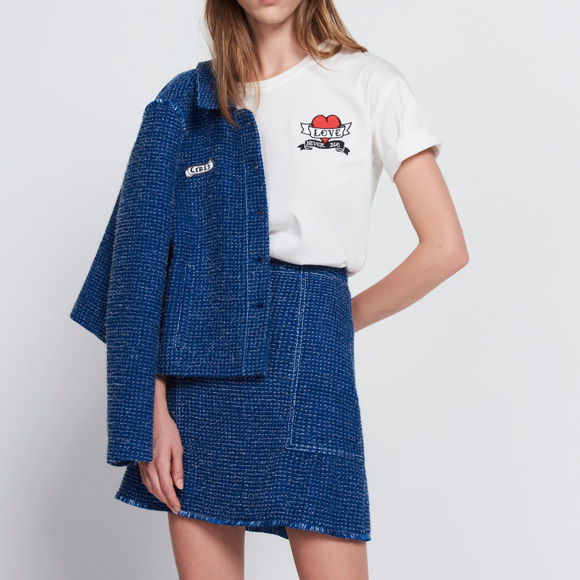 Jupe inspiration tweed bord brut Sandro seconde main